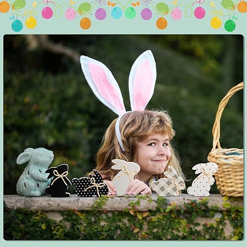 Miniatura 4 de 6 letreros de madera para mesa de conejo de Pascua decoración de madera con forma de conejo decoración de mesa de conejo decoración de bandeja