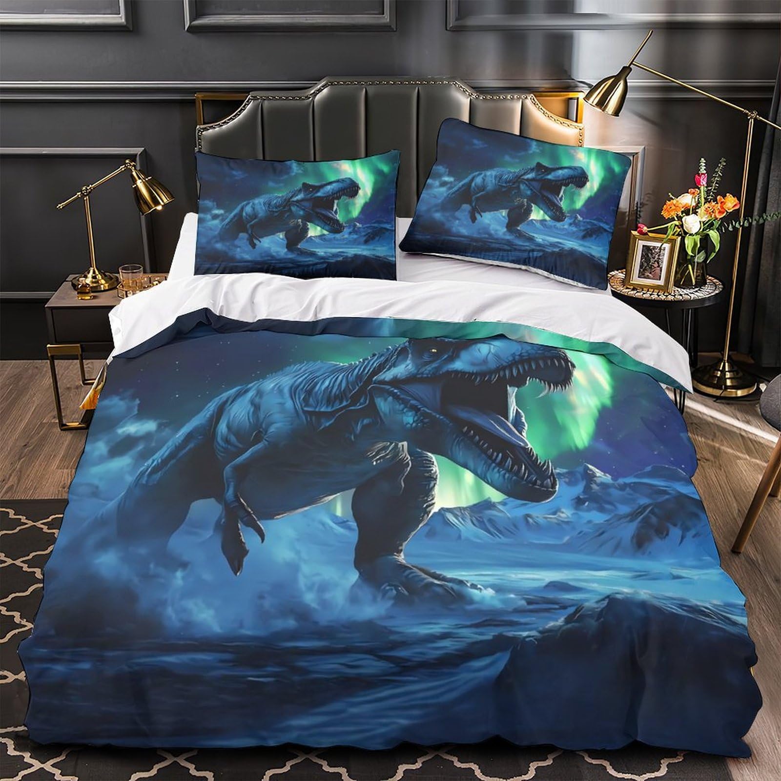 Linge de lit dinosaure en microfibre douce et résistante de qualité
