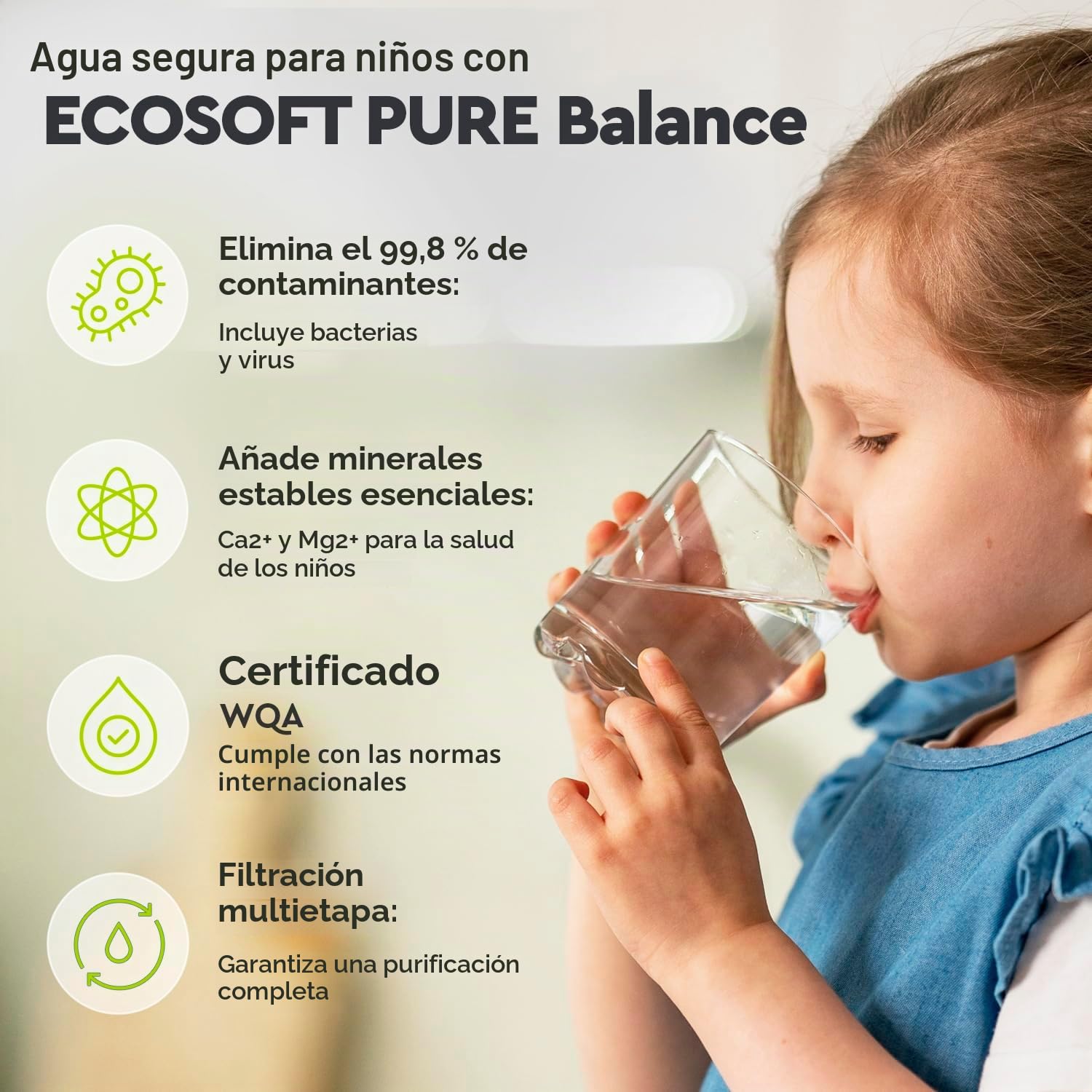 Ecosoft Pure Balance con bomba y bastidor | descalcificador doméstico para agua dura | control inteligente | ahorro de sal y agua | ideal para viviendas unifamiliares