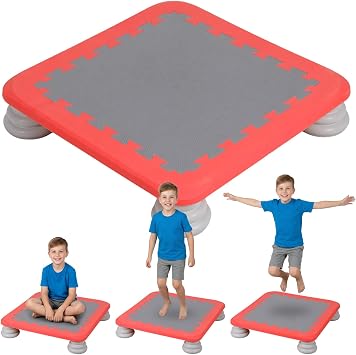 Mini Trampoline for Kids, Rebounder Bouncing Board with Non-Slip Base, Sensory Balance & Bounce Jumping Toy, Gift for 3-12 Boys & Girls Max Load 200 lbs