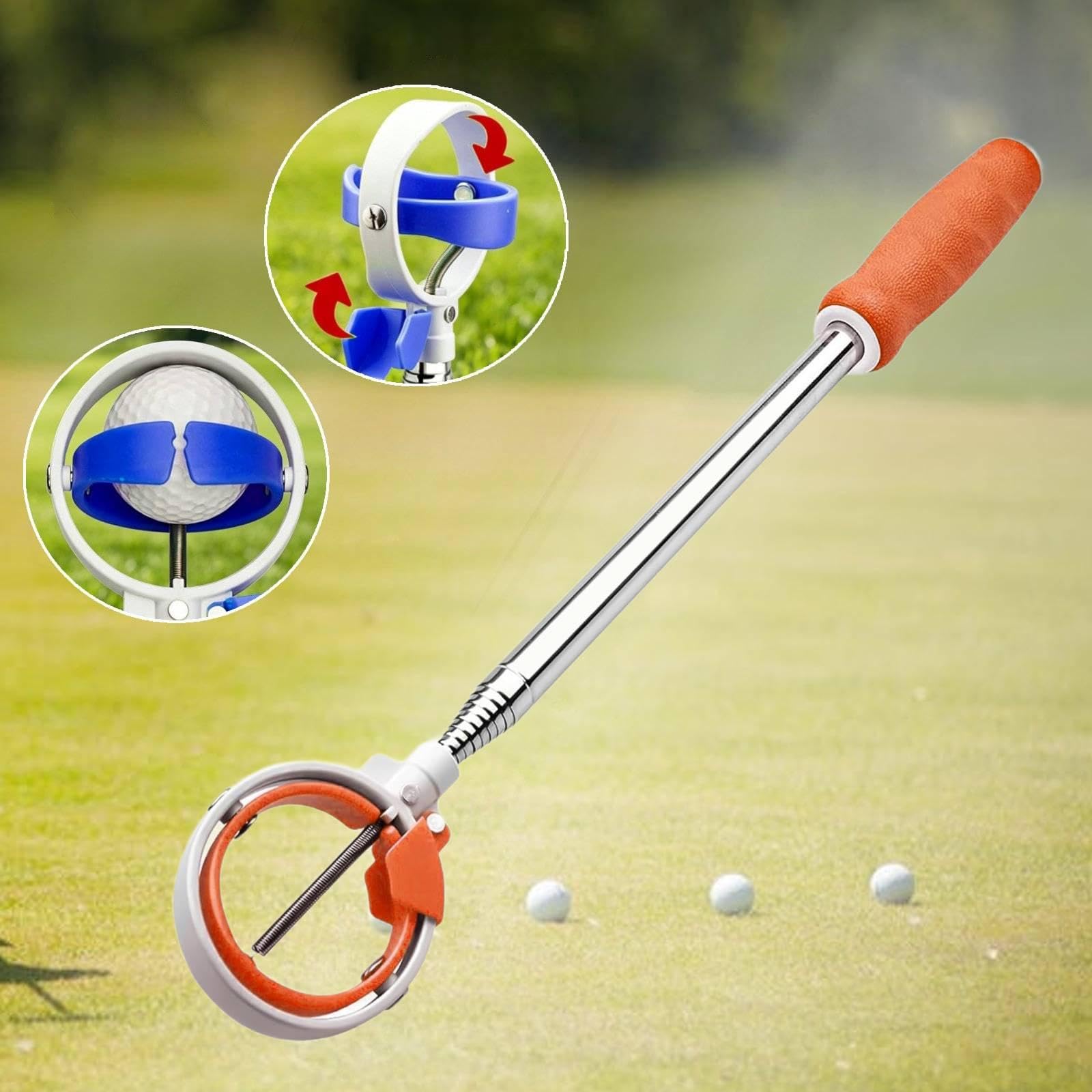 Raccoglitore Portatile per Palline da Golf con Gabbia in Acciaio Inossidabile, Impugnatura in Gomma Antiscivolo per Una Raccolta Verticale delle, Orangina
