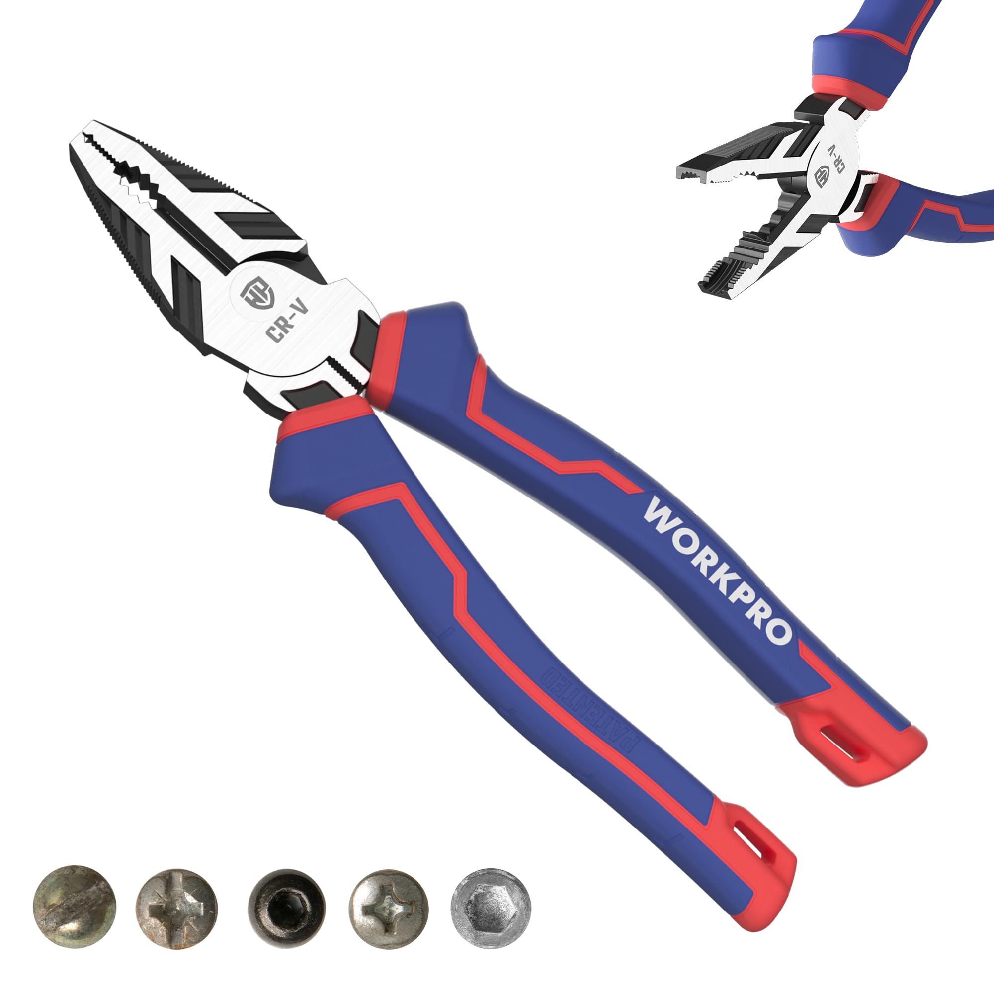 WORKPRO Combination Pliers 200 Mm, High Leverage Pliers Cr-V Linesman Pliers | UK