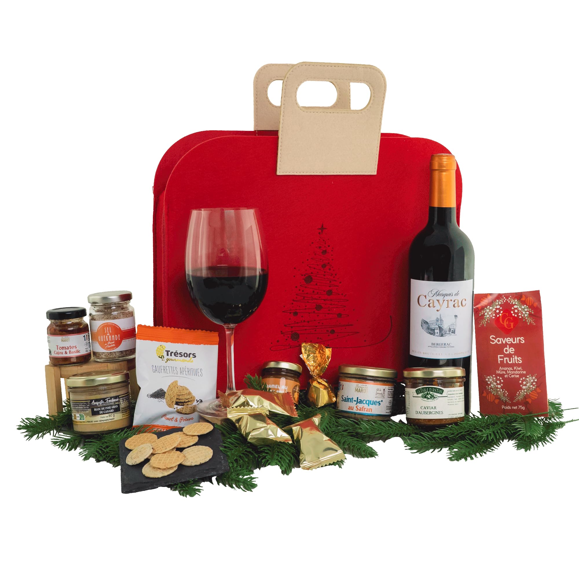 COLIS GOURMANDS – Cesta con relleno Foie Gras – Estuche gourmand para regalar – Productos franceses – Ideal para regalo de fiesta de Navidad