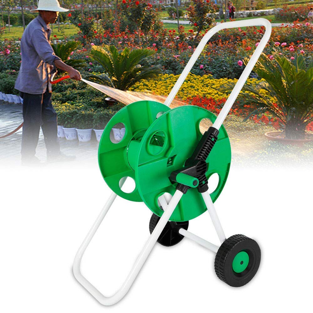 50 m slangwagen, tuinslangwagen, slanghaspel met koppelingen, metaal, mobiele slanghaspel voor tuin en balkon