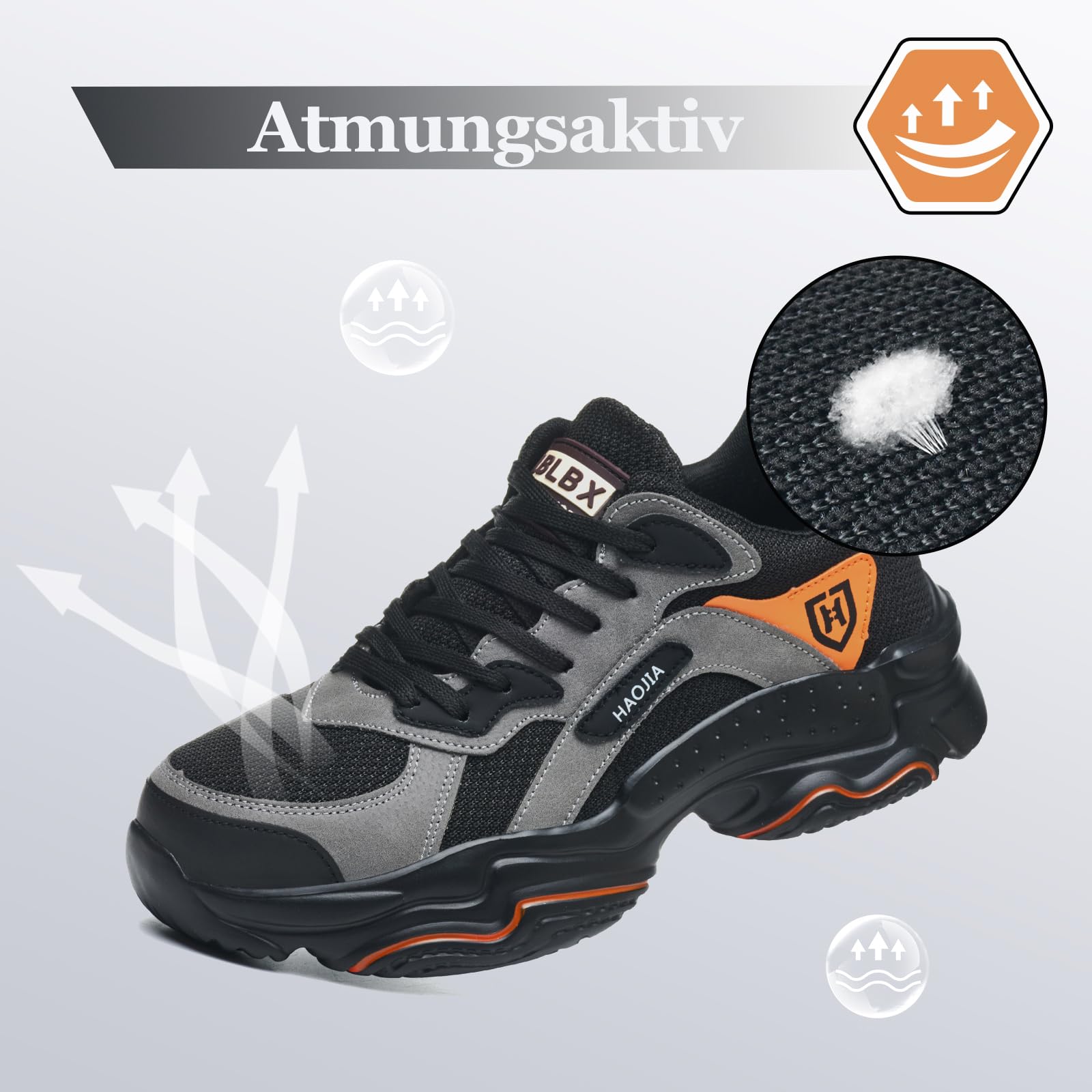 Sicherheitsschuhe Herren Sommer Leicht Arbeitsschuhe Damen Atmungsaktiv mit Stahlkappe Stahlkappeschuhe Bequem Sportlich Schutzschuhe rutschfest