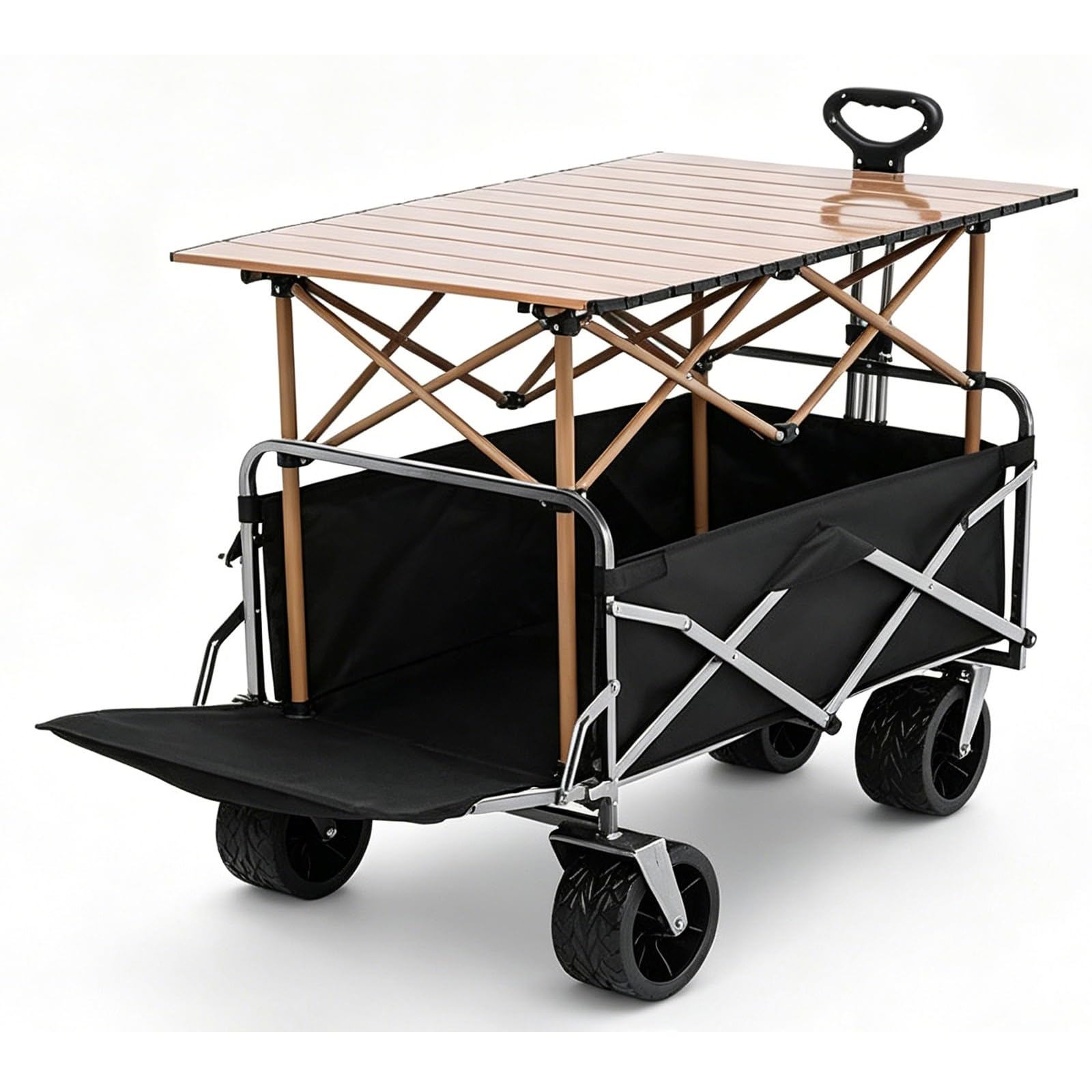 Folding Utility Wagon with Table Top Heavy Duty Collapsible Cart Camping