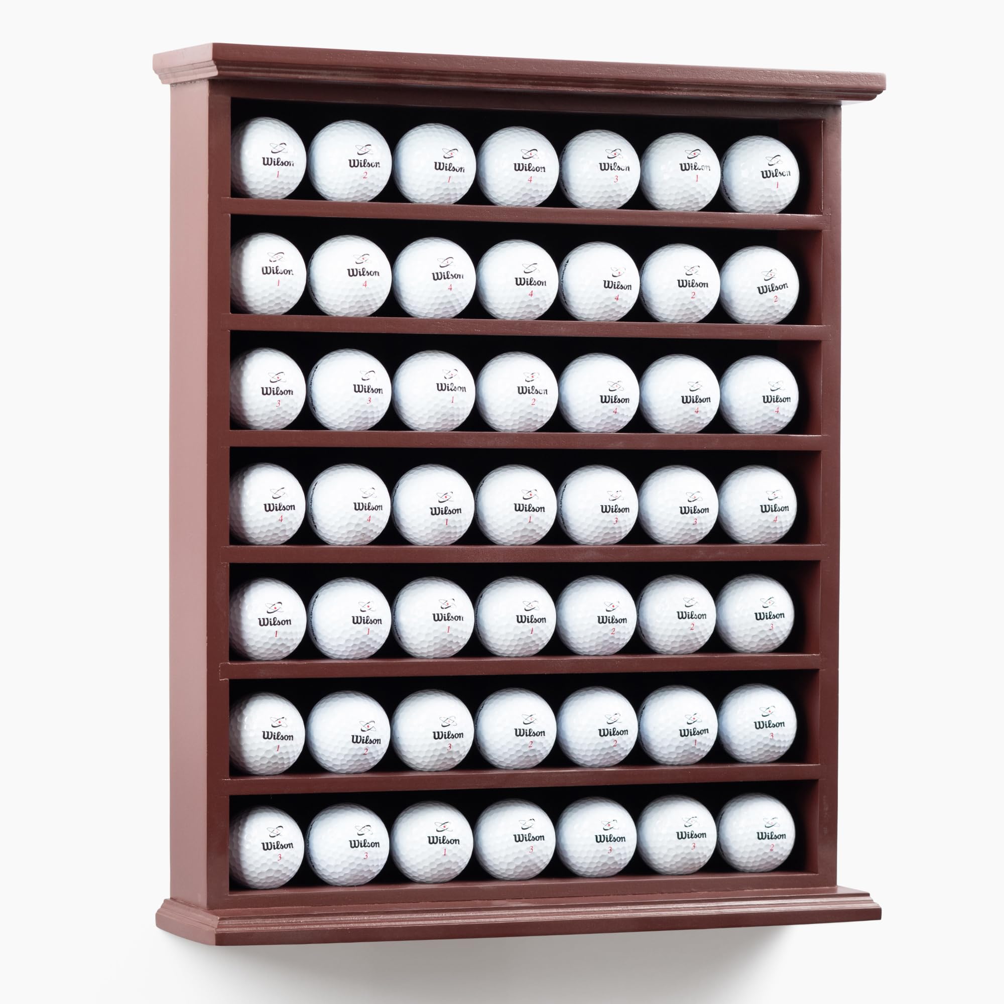 DECOMIL - 49 Golf Ball Display Case Cabinet Wall Rack Holder - No Door - Cherry Color