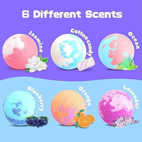 Miniatura 2 de bd.Ai Bombas de baño para niños con sorpresa en el interior, paquete de 6 bombas de baño para niñas, bombas de baño orgánicas naturales hechas a