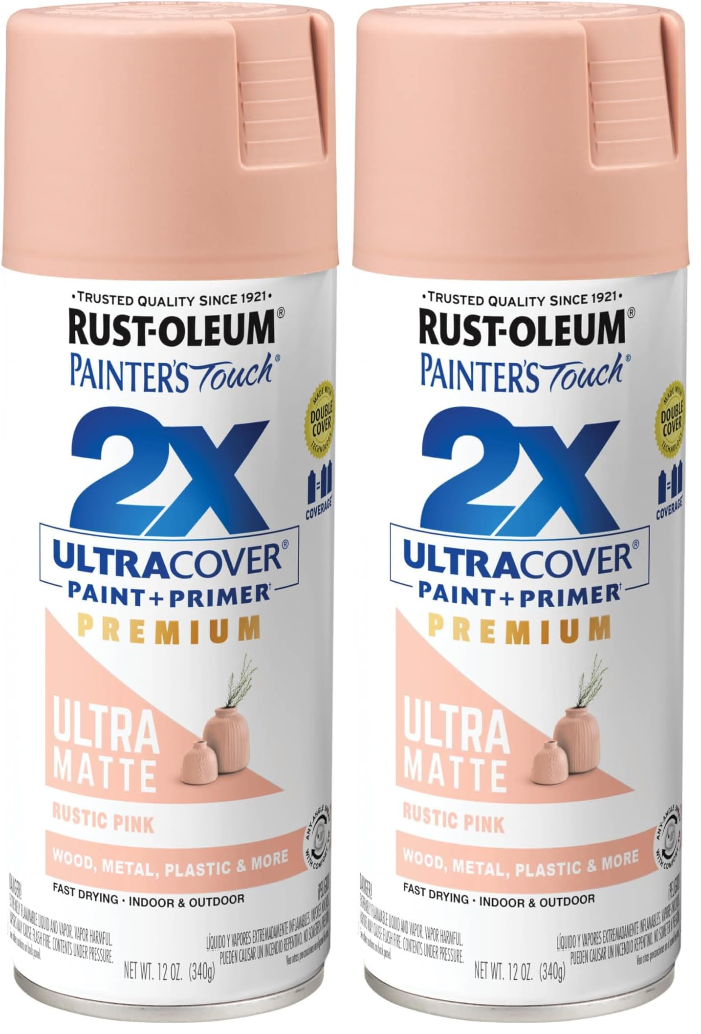 Rust-Oleum 355035 Painter's Touch 2X Ultra Cover Spray Paint, 12 oz, Ultra Matte Rustic Pink (Pack of 2)