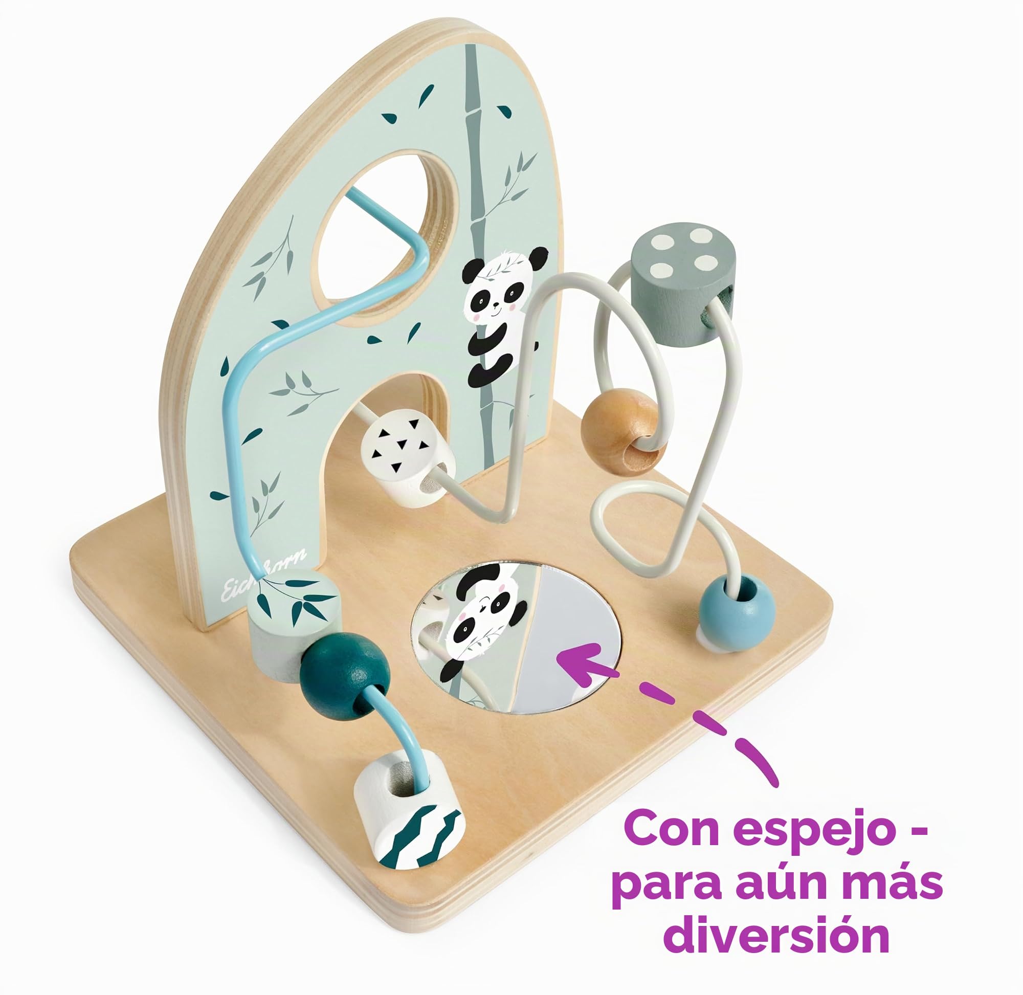Eichhorn - Lazo de motricidad para Promover Las Habilidades motoras, 2 Lazos, con Superficie de Espejo, 14 x 14 x 14 cm, de Madera de Abedul, a Partir de un año, 100003803