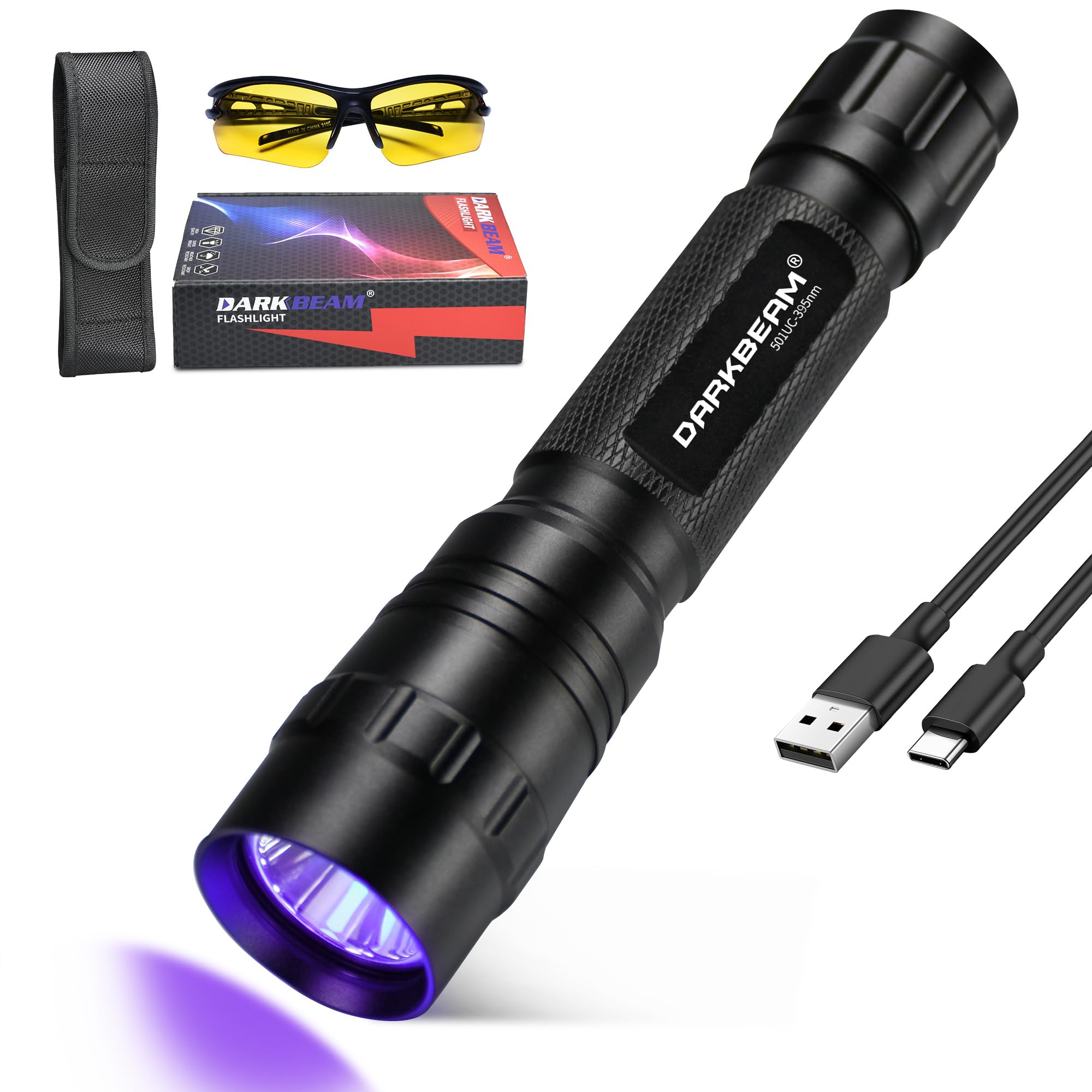 Torcia UV 395nm Ricaricabile A Luce Nera – Mini Portachiavi LED Per Rilevare Macchie Urina E Polimerizzare Resina, USB-C - 2