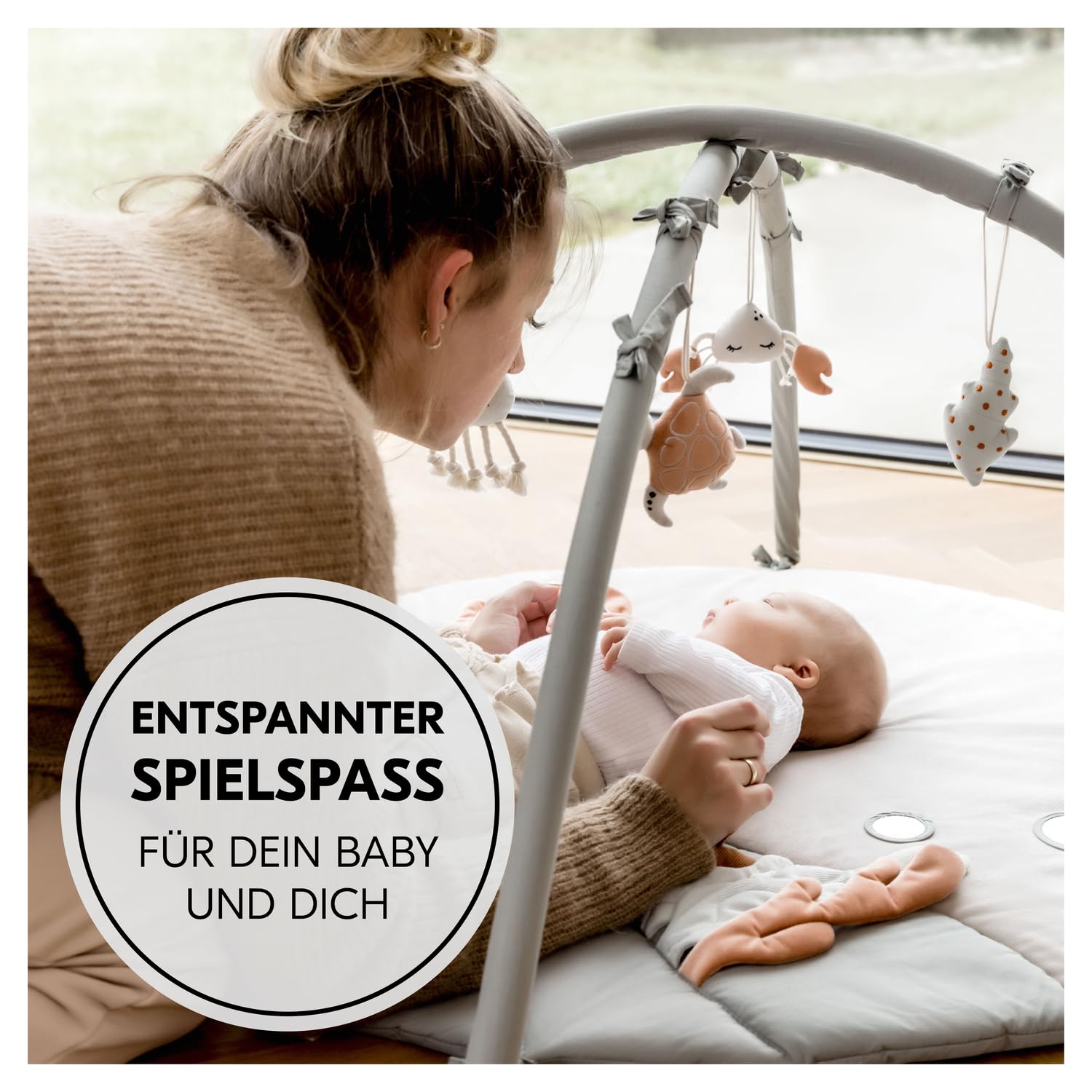 hauck Relax N Watch, Water Animals – Baby Spieldecke mit Spielbogen ab Geburt, Krabbeldecke mit Spieltieren, Spiegel, Rassel & Knister Spielzeug, Activity Decke für Babys zur Förderung der Sinne