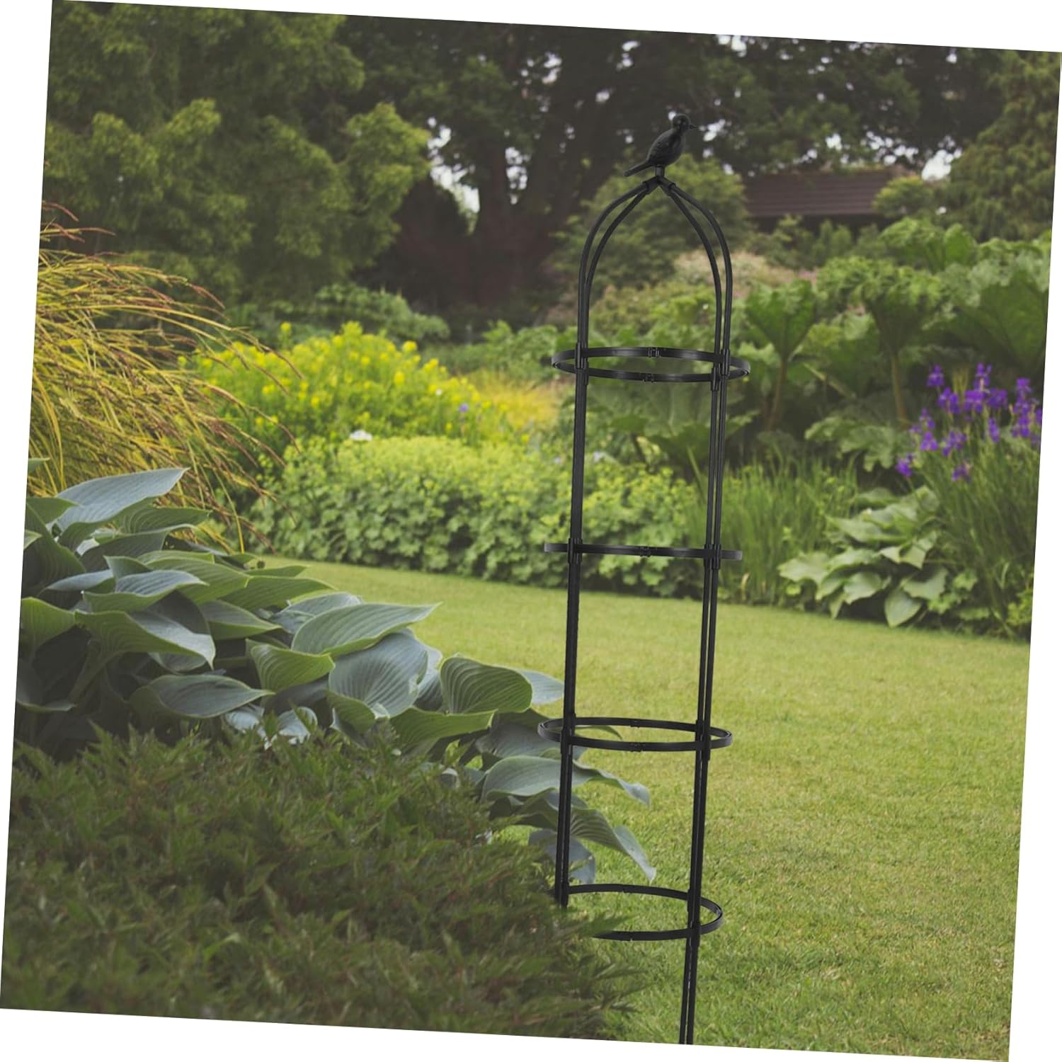 POPETPOP Garden Obelisk Trellis Metal Climbing Plant Support for Roses and Cucumbers Easy to Install Charming Bird Design for Indoor and Outdoor Use