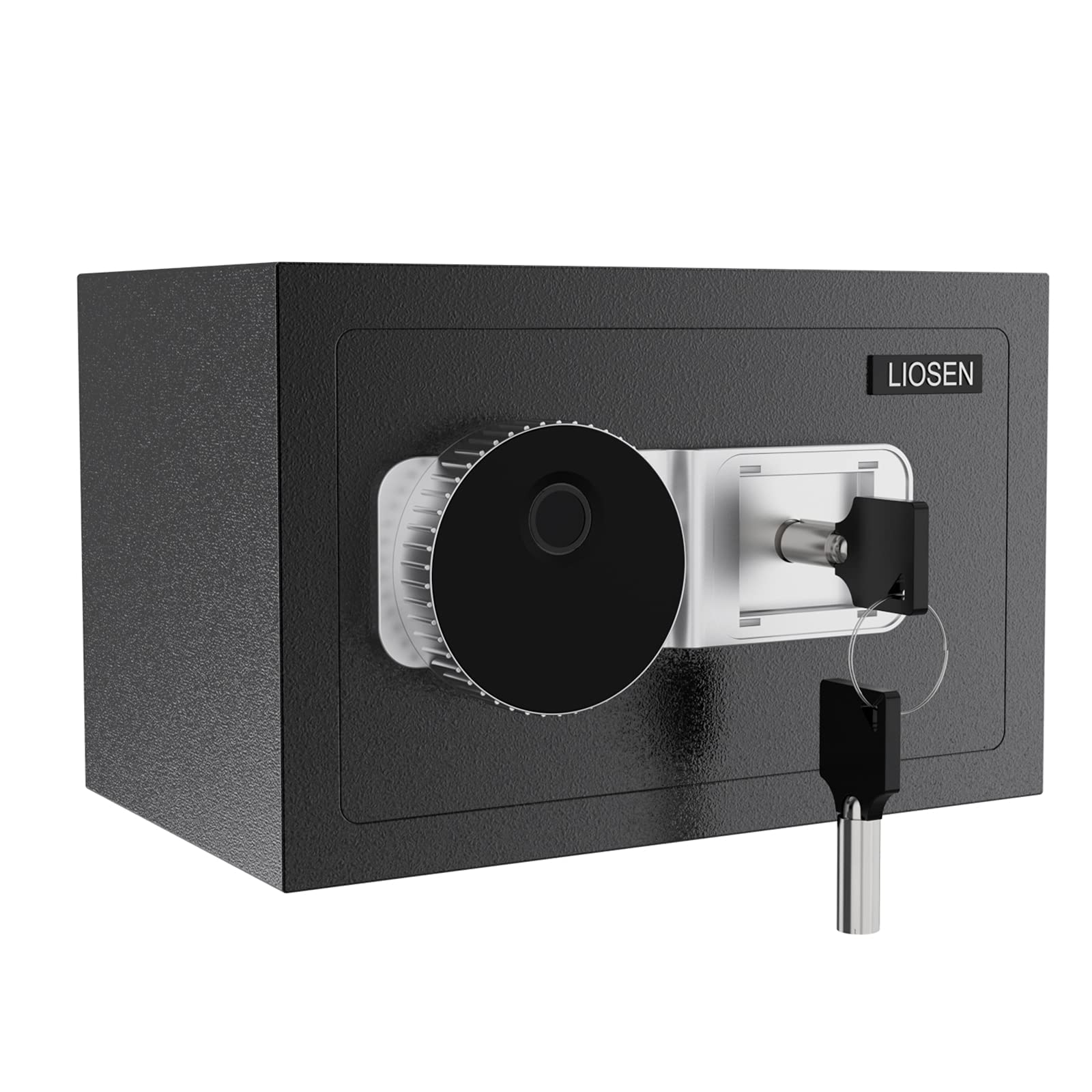 0.4 Cubic Feet Safe Box with Biometric Fingerprint Touch Screen and Key Lock, Security Steel Home Safe, Secure Cash, Jewelry, ID Documents, Money - 12.2 x 7.9 x 7.9 Inches