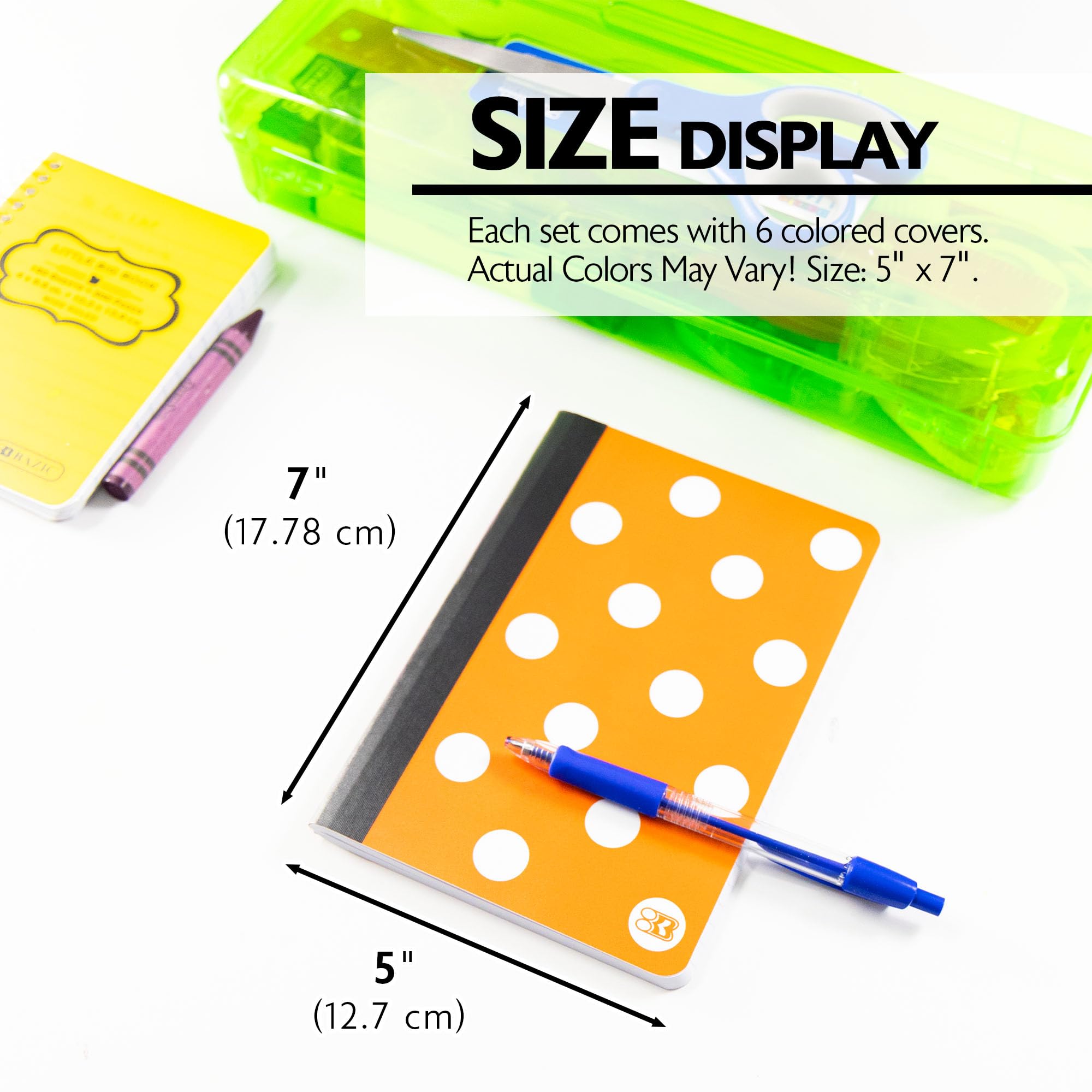 BAZIC PRODUCTS 12,7 x 18 cm notatnik w kropki, 80 sztuk, 6-częściowy zestaw