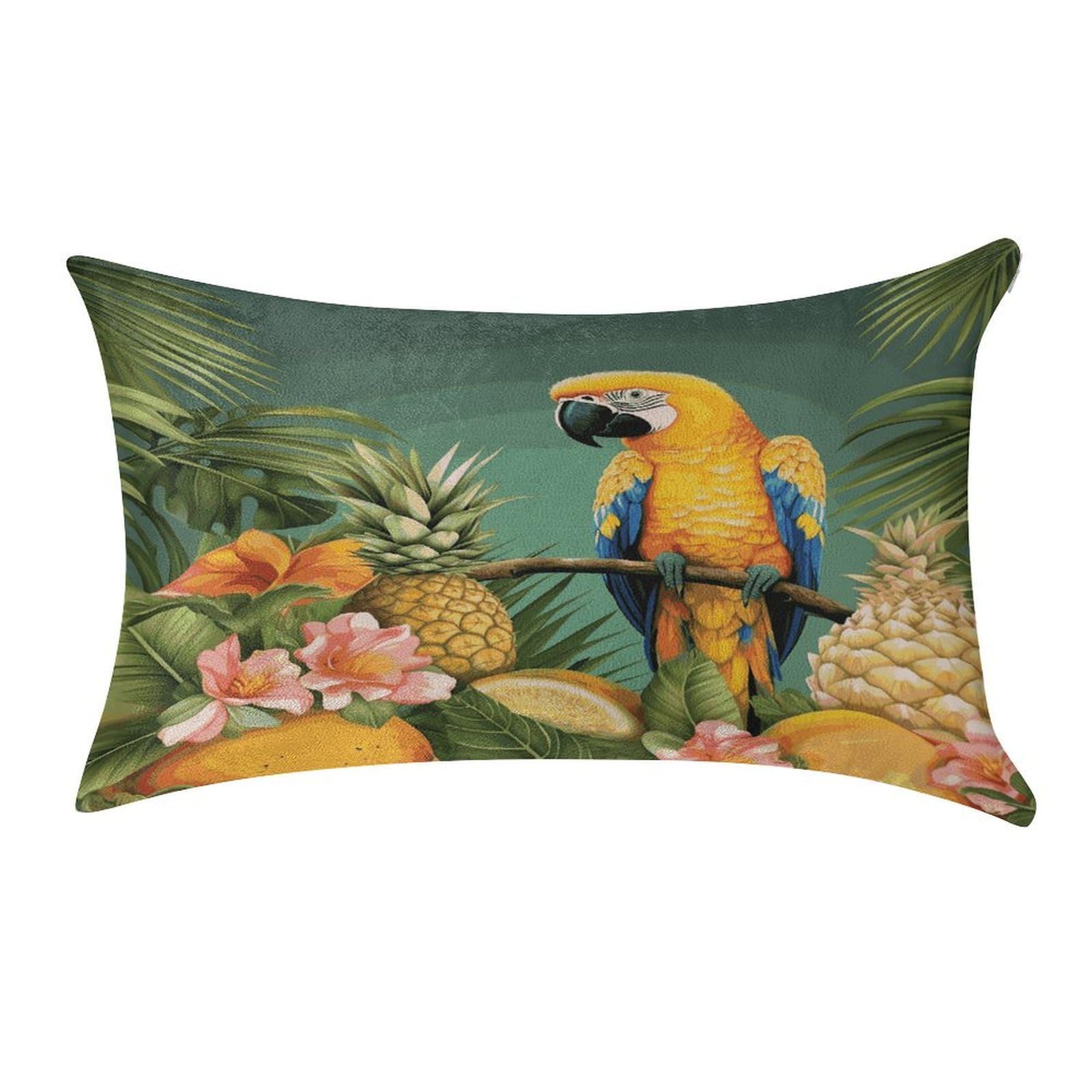MUSM Summer Parrot Pineapple Bird Pillow Case 12"X20" Luxury Velvet Throw Pillow Cover Fade Resistant Cozy Soft Pillowcases Pillow Protector Pillow Shams Lumbar Pillow Shells for Home&Gifts