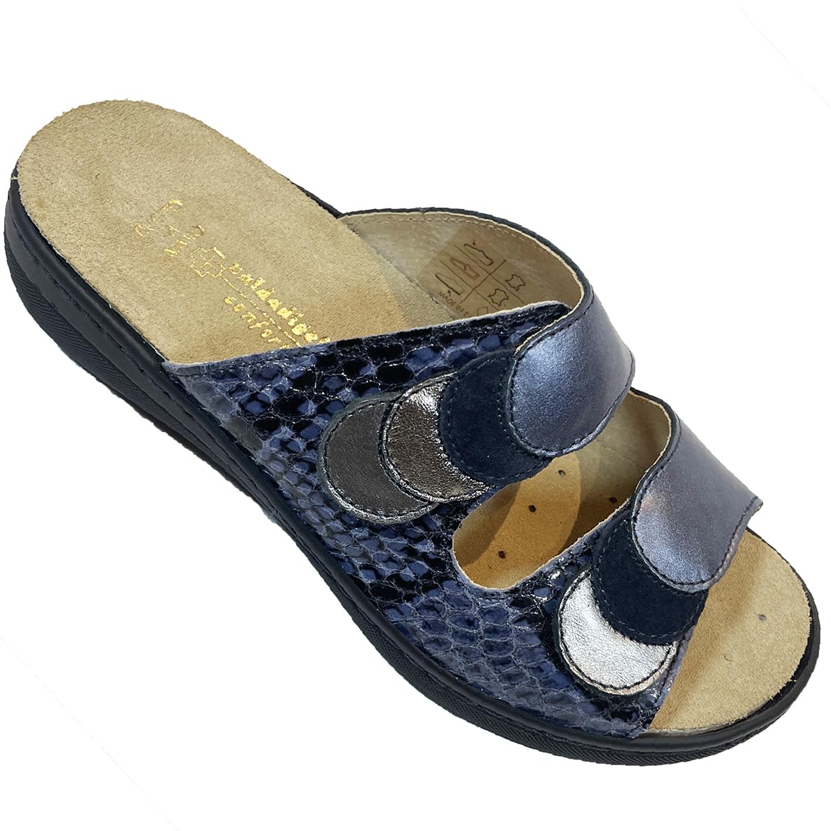 Comfort DONNA sandali in pelle Tylor con doppio strappo e plantare sanitarie produzione qualità EU