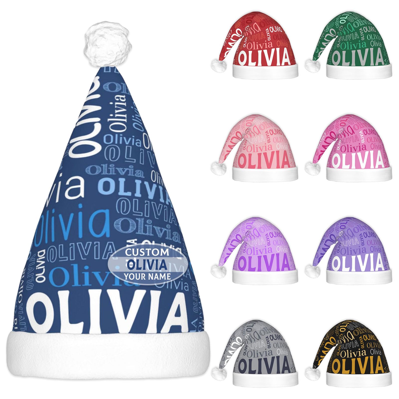 Husguciy Custom Name Christmas Hat, Personalized Santa Hat with Name Gifts for Men Women Adults