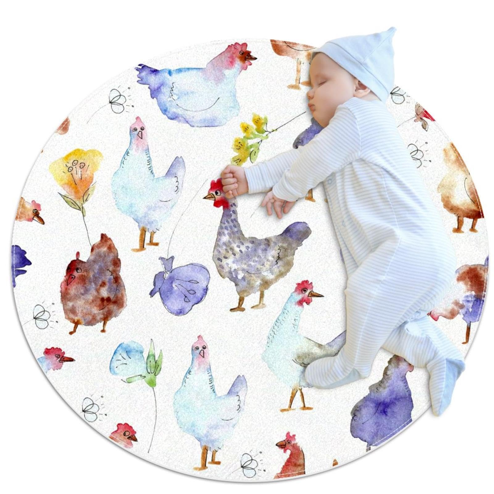 Tapis de salle de bain antidérapant sécurisé et doux grand tapis de sol rond 1m de diamètre