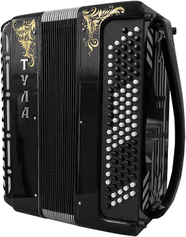 New Tula 209 Tulskiy Bayan Chromatic Button Accordion B System made in Russia High Class Musical Instrument BN 49 3 Perfect Sound! incl. Leather Straps, Case.