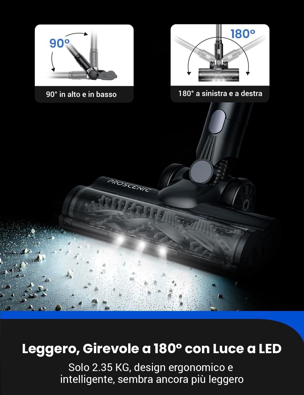 Proscenic P11 Mopping Aspirapolvere Senza Fili Lavapavimenti Potente/Leggero 35Kpa/430ml Serbatoio dell’Acuqa, Autonomia 50 Minuti, Scopa Elettrica 4 Spazzole,LED Display, Pavimenti/Animali Domestici Proscenic P11 Mopping Aspirapolvere Senza Fili Lavapavimenti Potente/Leggero 35Kpa/430ml Serbatoio dell’Acuqa, Autonomia 50 Minuti, Scopa Elettrica 4 Spazzole,LED Display, Pavimenti/Animali Domestici