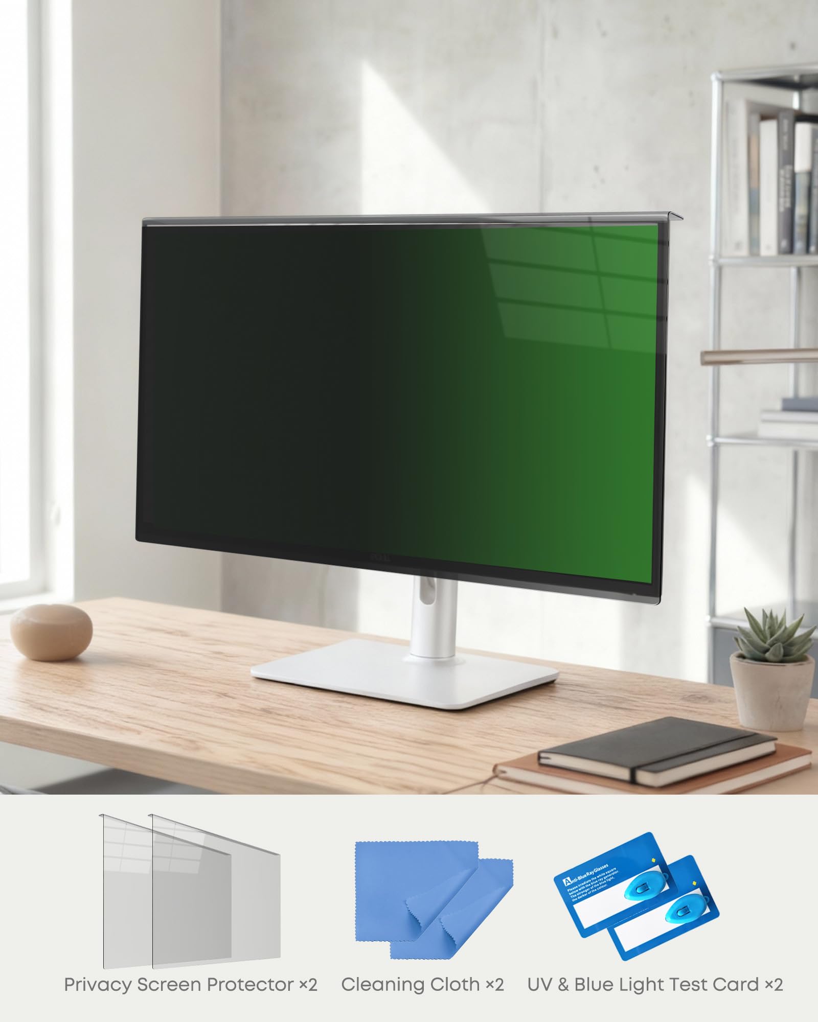 2-pack hanging privacy screen protector for 23-24" monitors, removable & no installation required, ±30° privacy filter, effectively blocks high-energy 460nm blue light - dual protection for information security & eye health (24"-16:9 (21.54"×12.60")