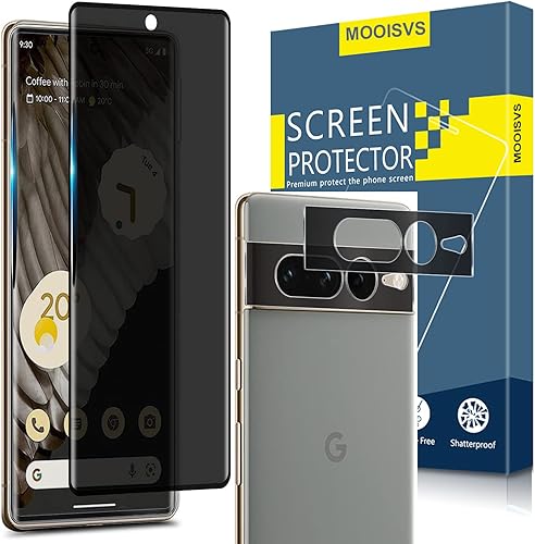 [2+2] Protector de pantalla de vidrio templado para Google Pixel 7 Pro (2 paquetes) + protector de lente de cámara (2 paquetes), película de vidrio