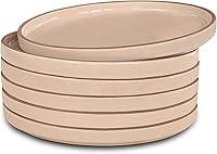 Vista 1 de MORA Juego de 6 Platos Planos de Cerámica de 8 pulgadas - El Plato para Postre, Ensalada, Aperitivo, Almuerzo Pequeño, etc. Apto para Microondas