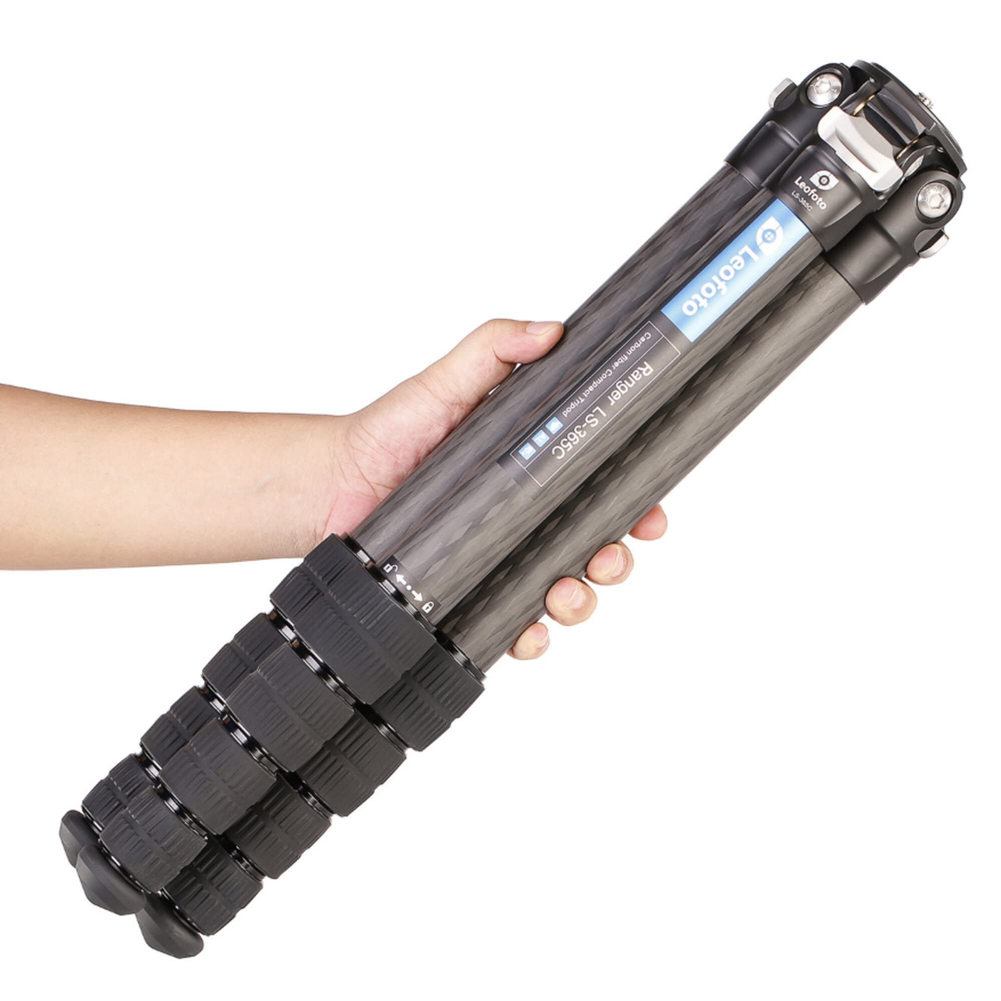Leofoto Ranger - statyw węglowy - maks. wysokość: 48 cm - minimalna wysokość: 8 cm - nogi regulowane pod 3 kątami - idealny do fotografii makro - LS-365C