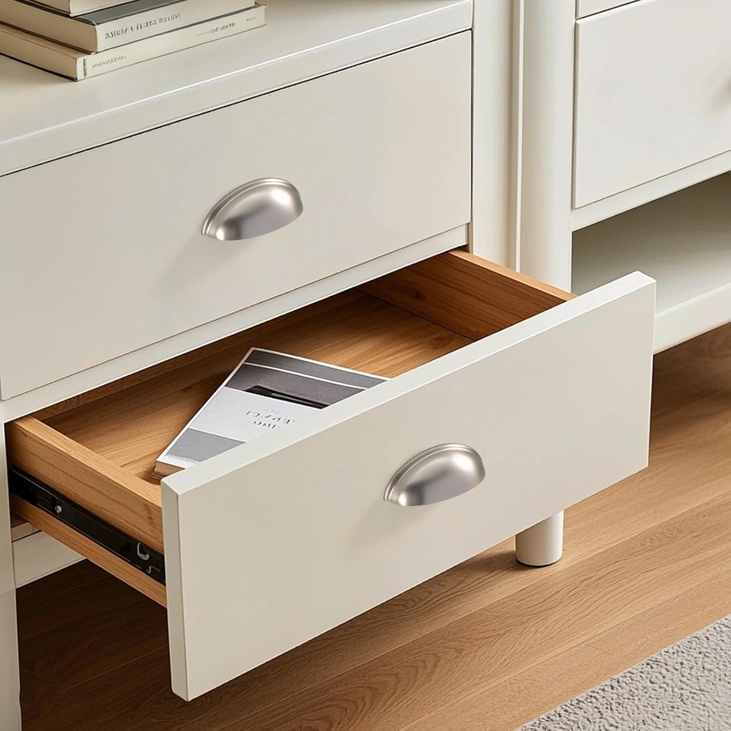 Liron Hardware 10 Pack Cup Pull Cabinet Handles Brushed Nickel 3 Inch Cupboard Kitchen Handle Drawers Pulls