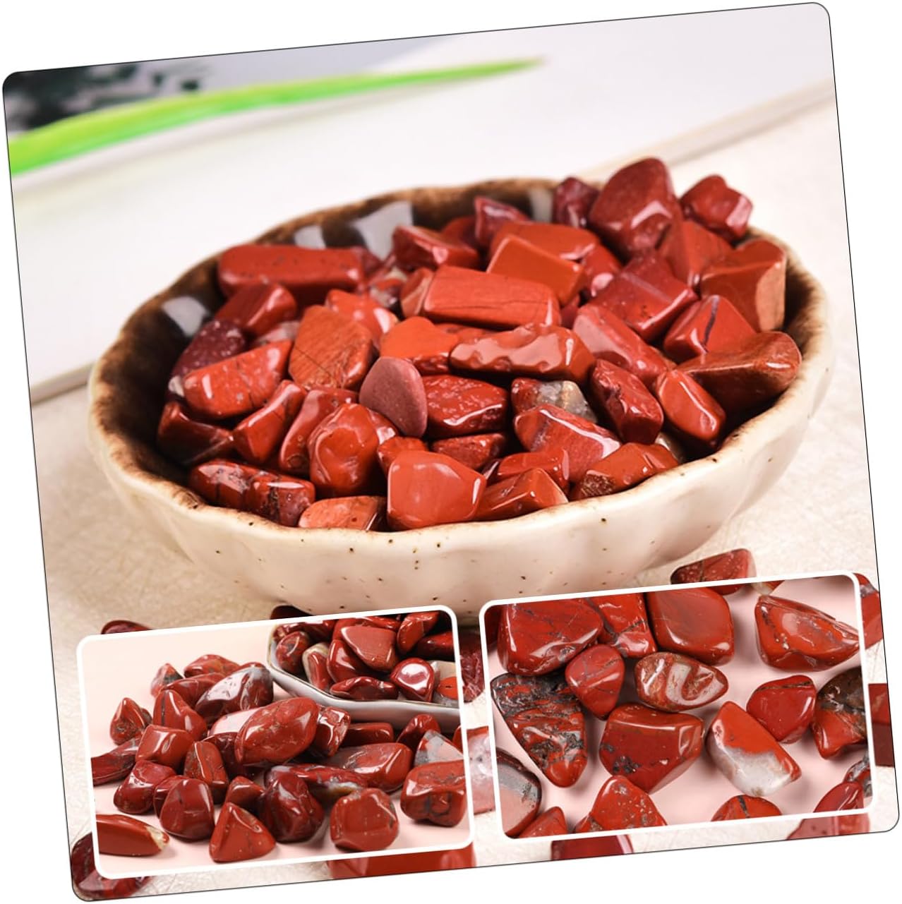 SHOWERORO Red Jasper Fish Tank Gravel 7-9mm Bulk Aquarium Decorative Stones Natural Terrarium Rocks 2lb for Freshwater and Saltwater Aquariums