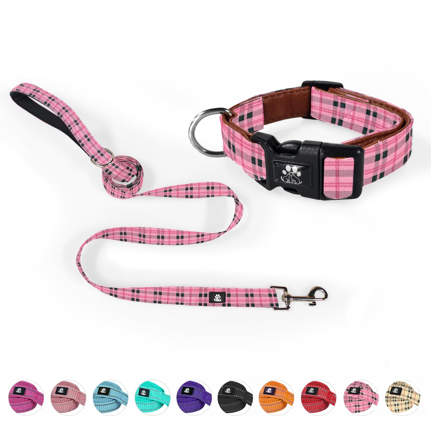 Ensemble collier et laisse pour chien en cuir durable et boucles premium NESTROAD