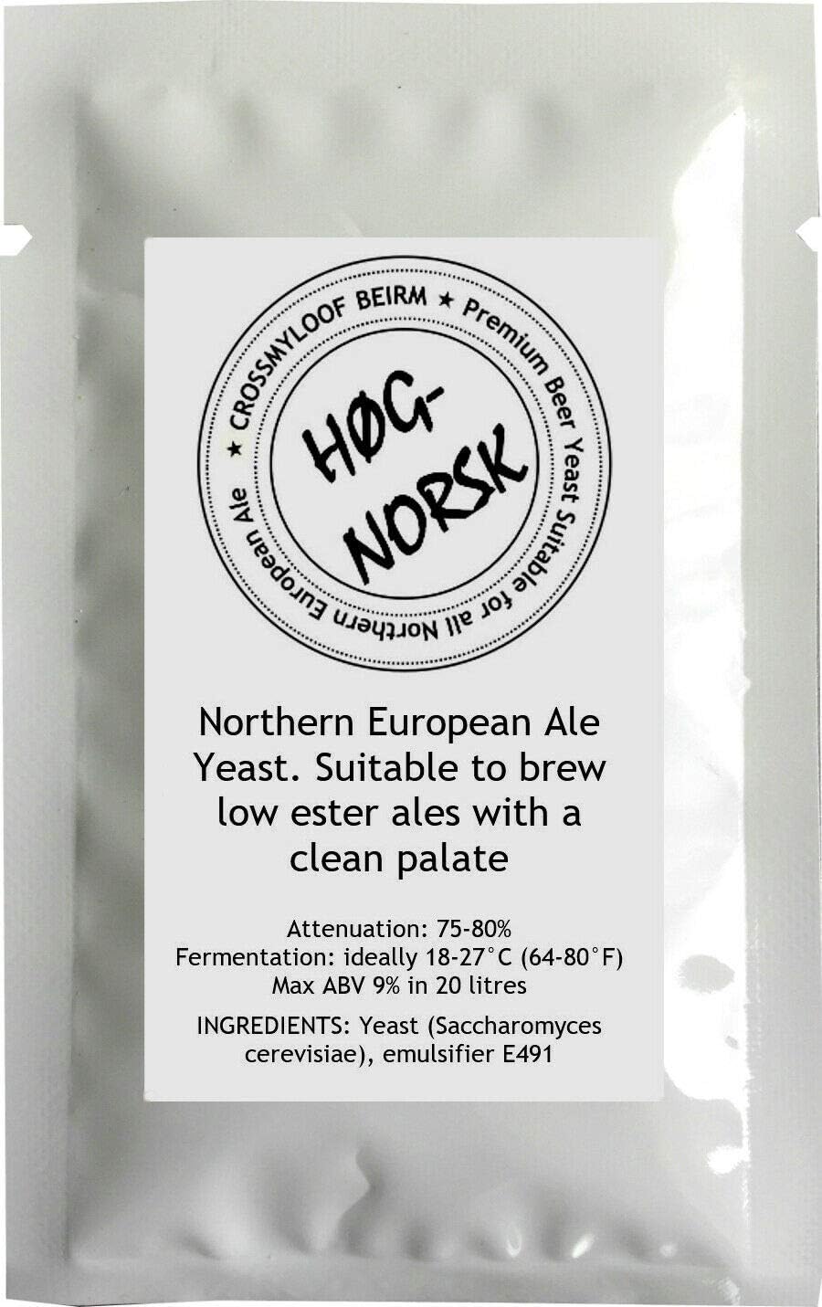 10g Home Brew Beer Yeast. HøG-NORSK. Northern European Ale Yeast. Suitable to Brew Low Ester ales with a Clean Palate. 3, 4 & 6 Packs Available Too.