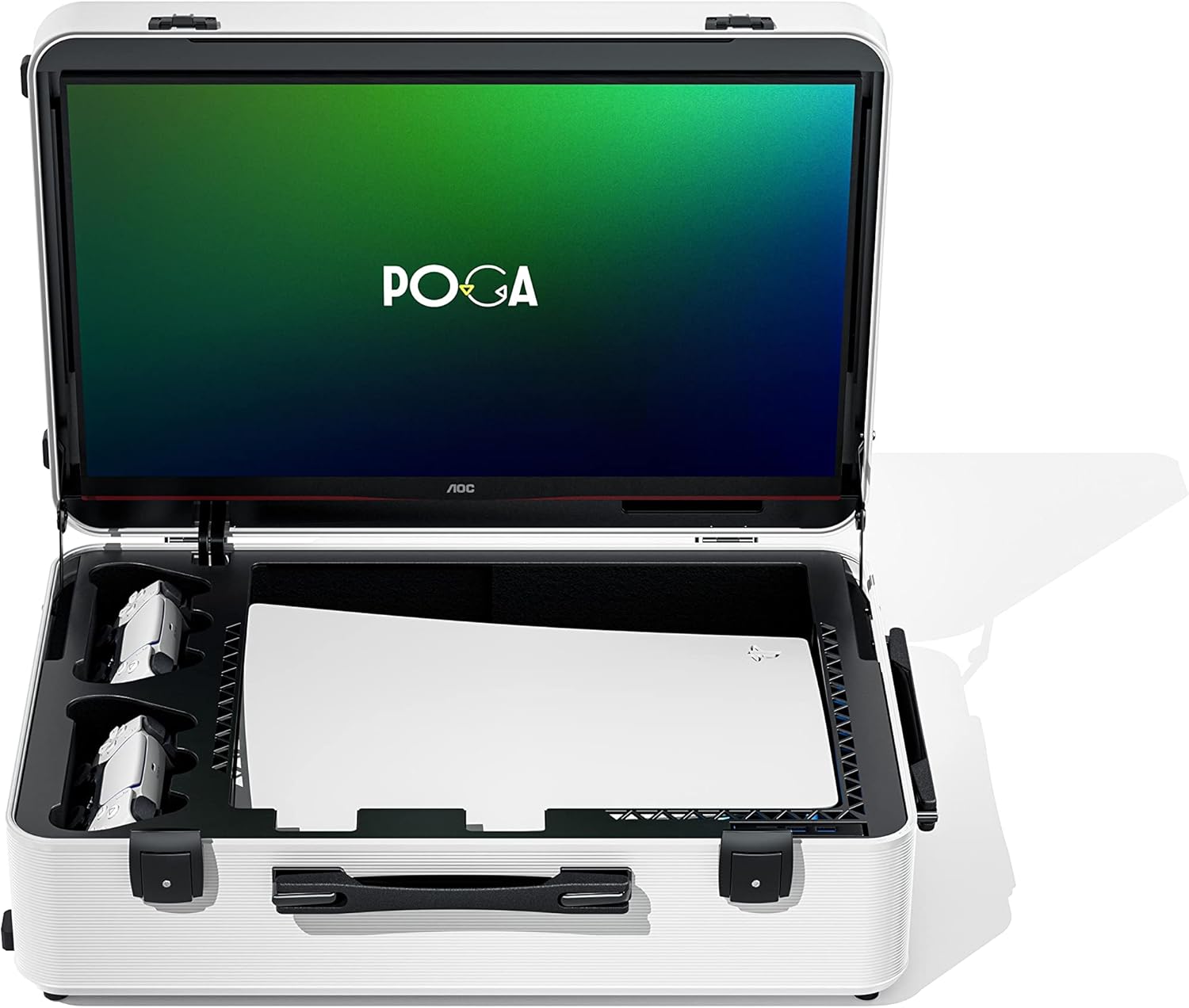 Smart | POGA LUX PlayStation 5 Premium Console Travel Case incl. Trolley and 24‘‘ AOC Gaming Monitor - white | Model PlayStation 5 2026 - view 2