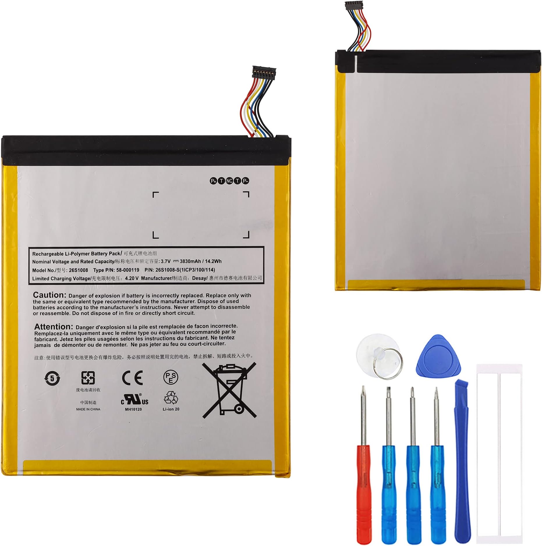 Replacement Battery 58-000119 ST10 Compatible with HD 10 5th Gen SR87CVC with Repair Tool Kit