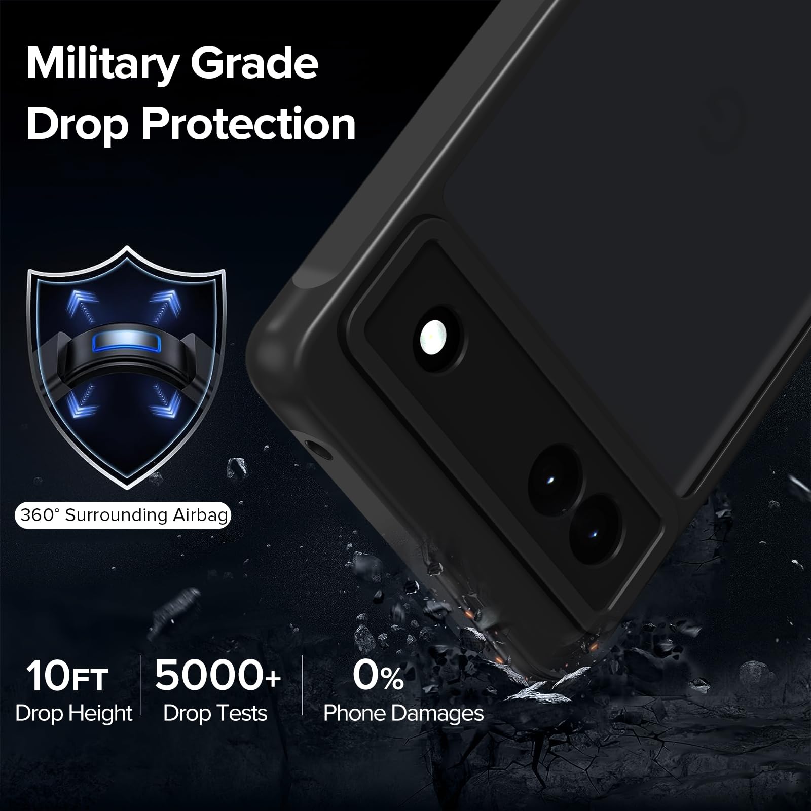 Ivoler Hülle Für Google Pixel 9 Pro XL – Militärischer Schutz, Matte Durchscheinende Rückseite, Schwarz