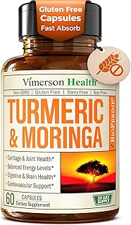 Moringa Turmeric Supplement for Joint Health, Gut Health, Energy and Immune Support – Total Wellness Formula with Tumeric Moringa Pure Capsules – Turmeric Curcumin with Black Pepper – 60 Count