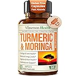 Moringa + Turmeric Curcumin Supplement for Joint Health, Gut Health, Energy and Immune Support - Total Wellness Formula - Tumeric Curcumin with Black Pepper & Moringa Pure Capsules - 60 Count