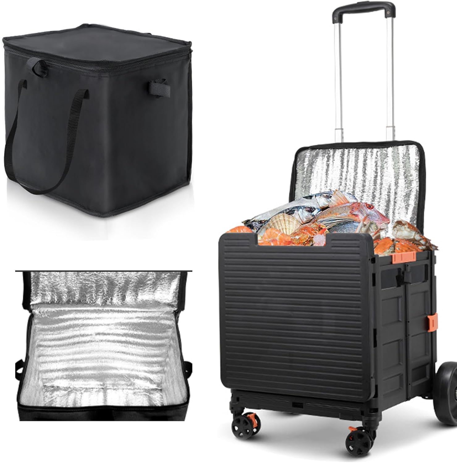 Cooler Bag Wheeled，Large Insulated Rolling Cooler Collapsible Leakproof Portable Hard Framed Ice Packs for Camping Picnic Beach Travel