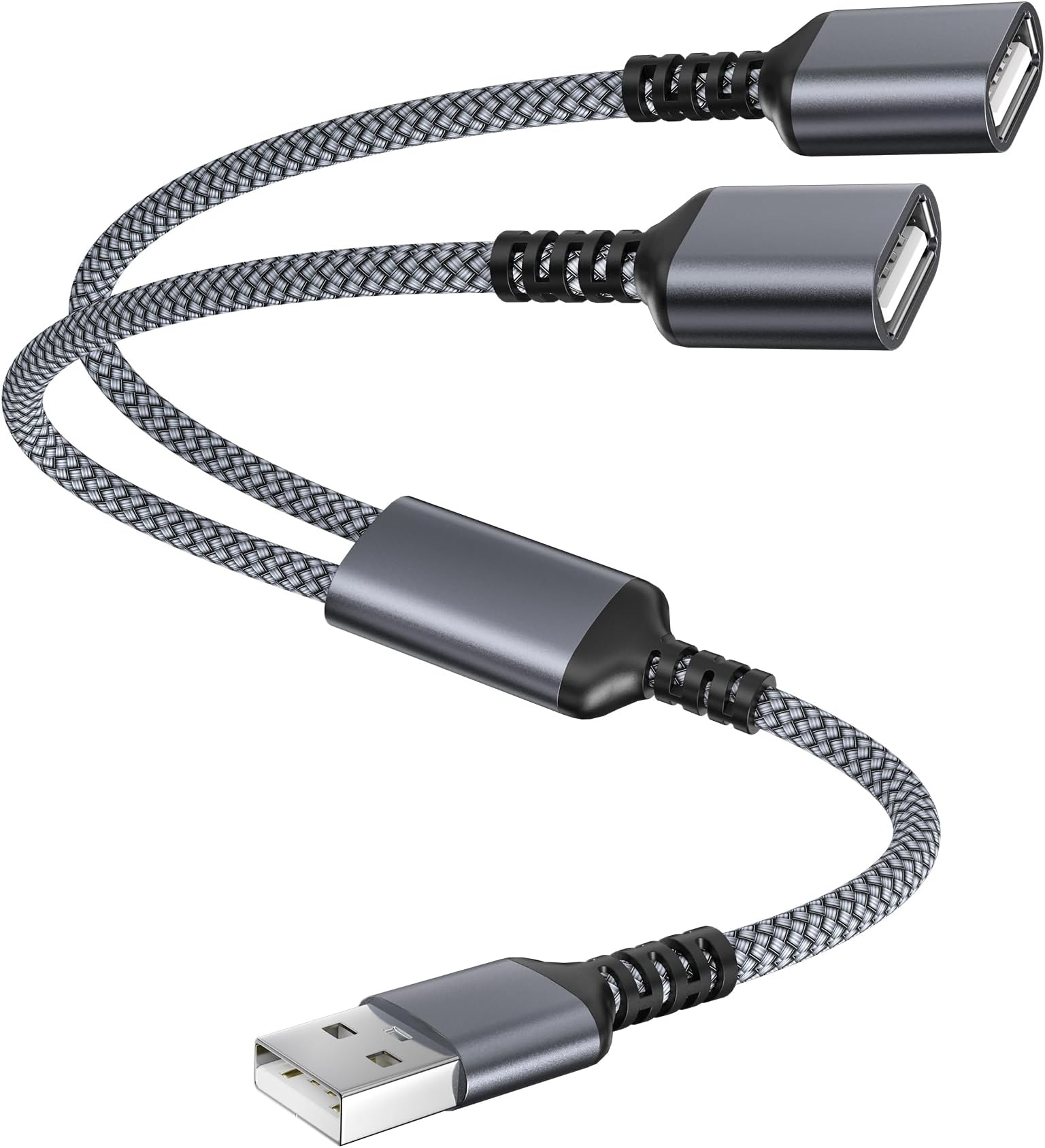 Itramax USB Splitter 1 in 2 Out 1FT,USB-A Splitter Cable 1 Male to 2 Female Split,Dual/Double USBA Port Hub Split for PC,Laptop,Keyboard,Mouse,Printer,Flash Drive,LED,Support Data and Charging