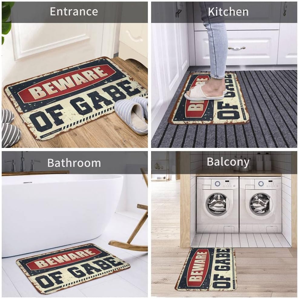 Outdoor Door Mats for Outside Entry Beware of Gabe Rug Small Outdoor Mat Welcome-Ish Front Door Sign(65X90CM)