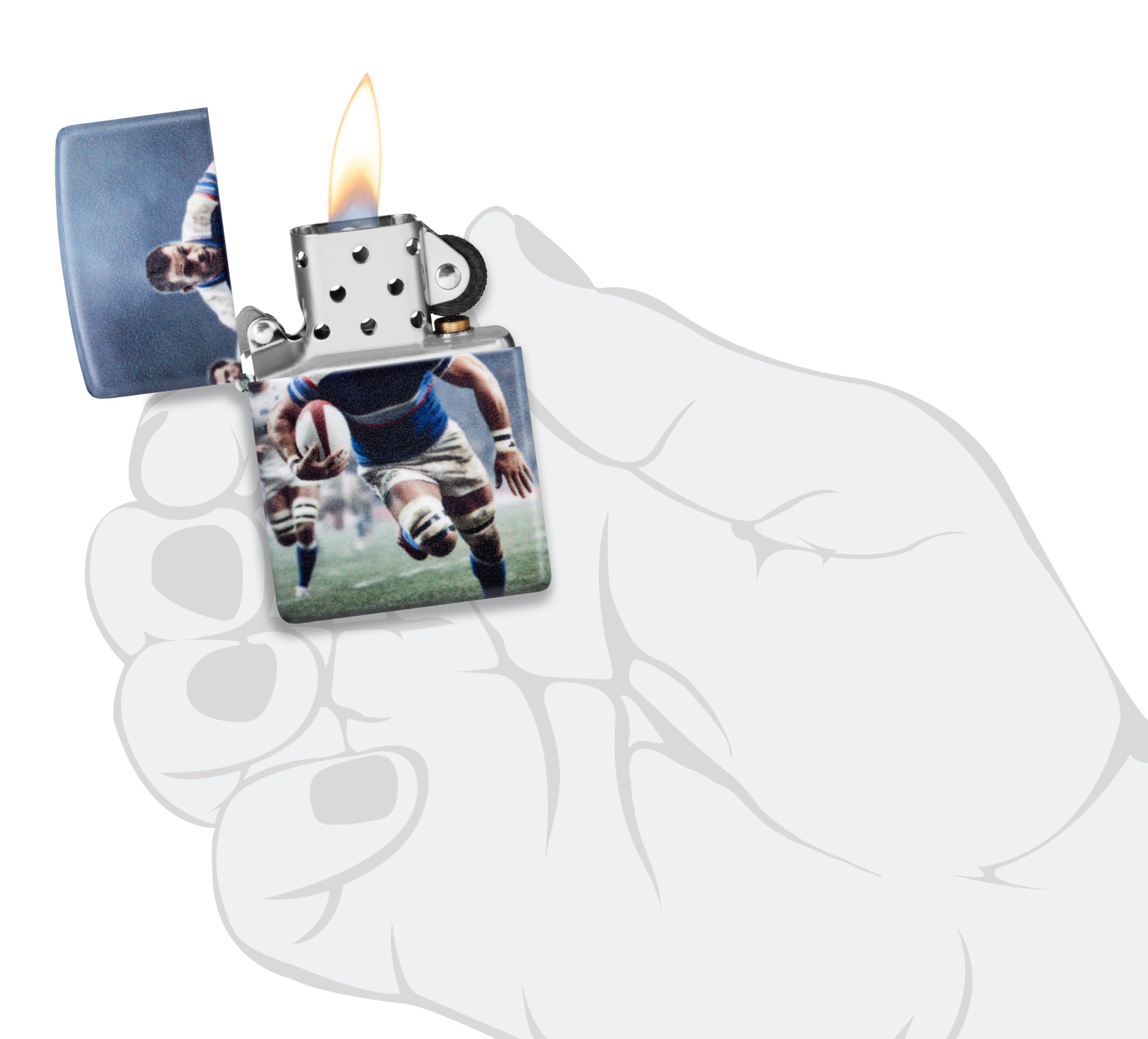 Zippo Briquet tempête – Design Rugby – Mat 540 – Rechargeable – Réutilisable – Design Coupe-Vent – Boîte Cadeau – Fabriqué aux États-Unis