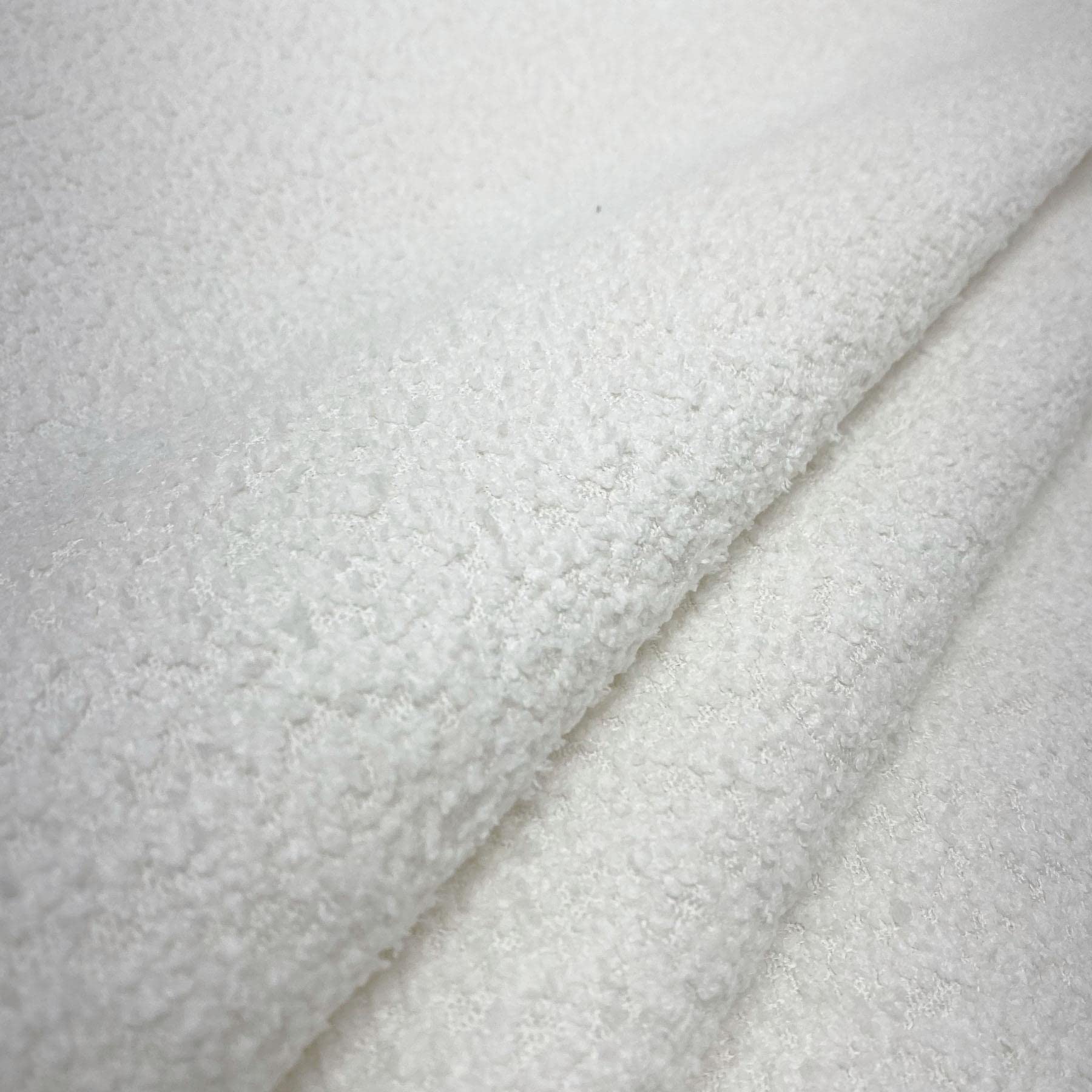 Soft Teddy Boucle Slubbed Curled Fire Retardant Nubby Upholstery Fabric by The Metre - Ivory