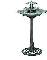 Alpine Corporation 35" 3-Tier Resin Outdoor Water Fountain & Birdbath - Green Cascading Pedestal for Garden, Patio, Deck