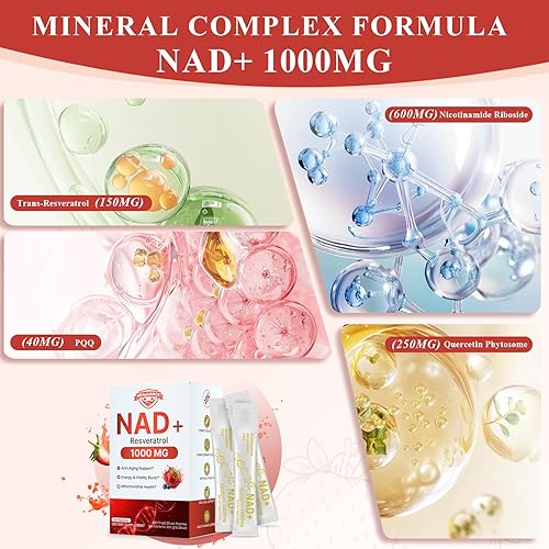 Miniatura 4 de Suplemento NAD de 1000 mg líquido Nicotinamida Riboside Resveratrol Liposomal NAD Boost Suplemento líquido con NMN y PQQ Booster Energy Cellular