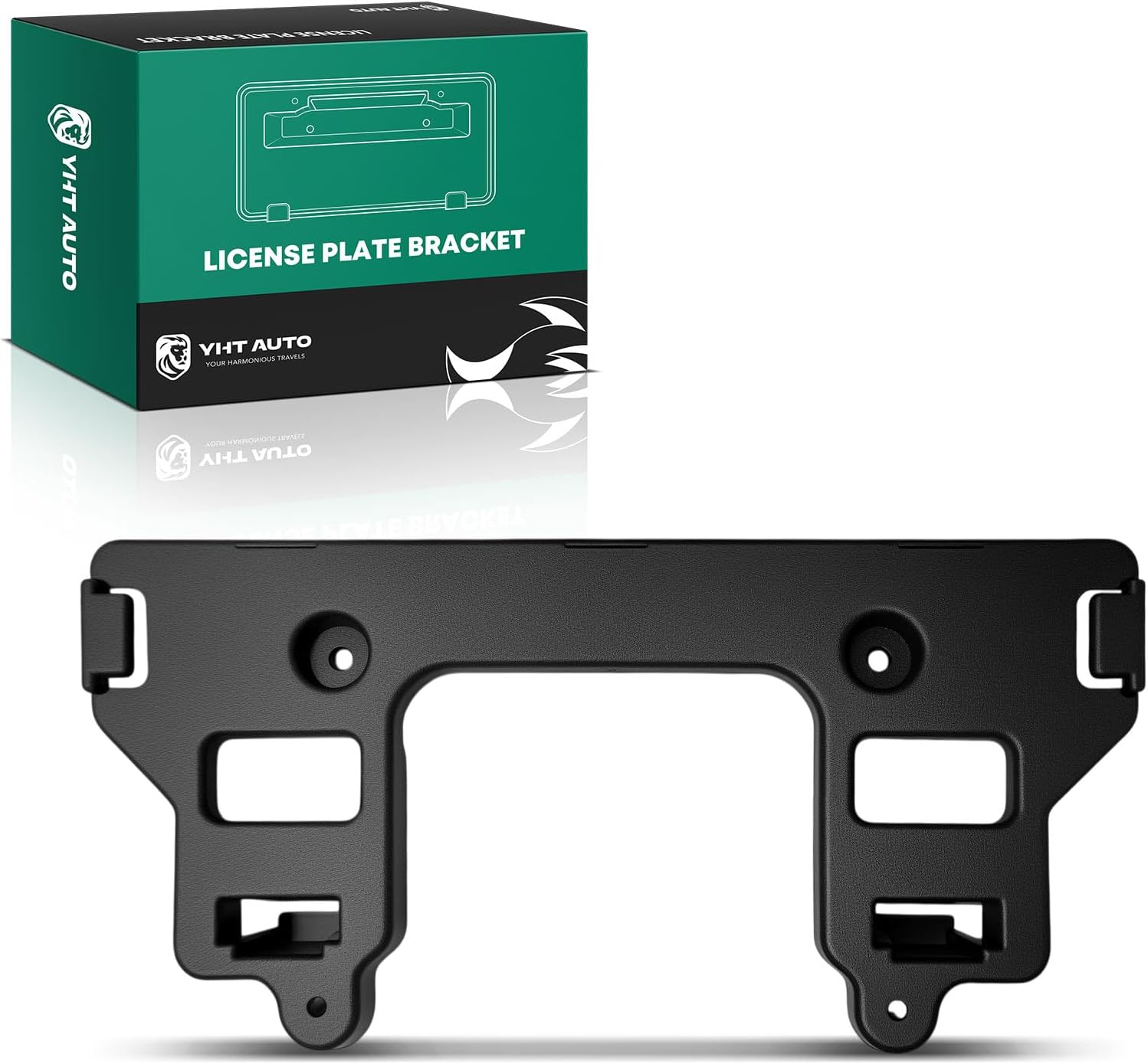 YHTAUTO Front License Plate Frame w/o Screws Compatible with Ford F-150 Raptor 2021-2023, Plastic Black Bumper License Plate Bracket, No Drill Licence Plate Holder