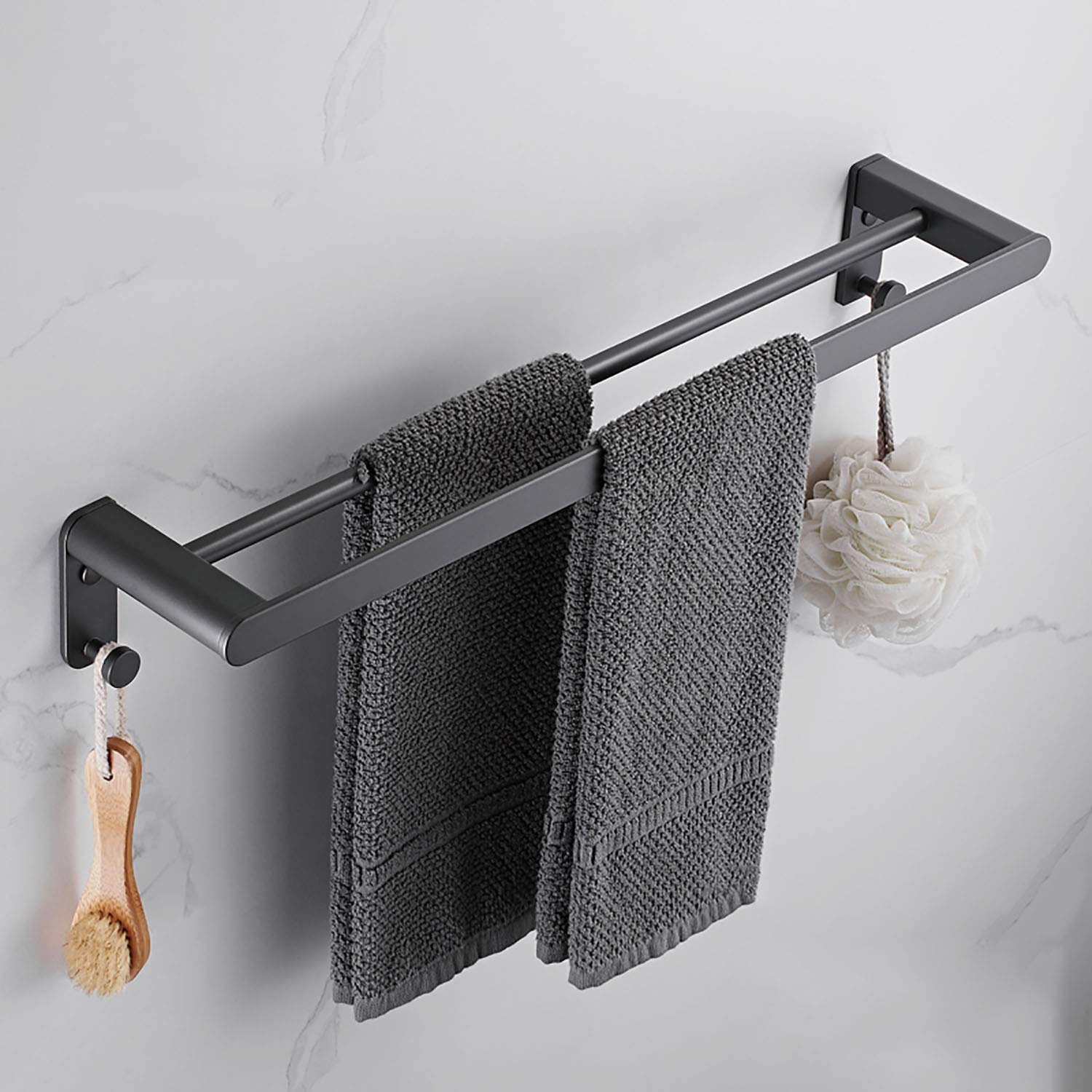 Porte-serviettes mural avec crochets et barre simple Home Ba pour salle de bain