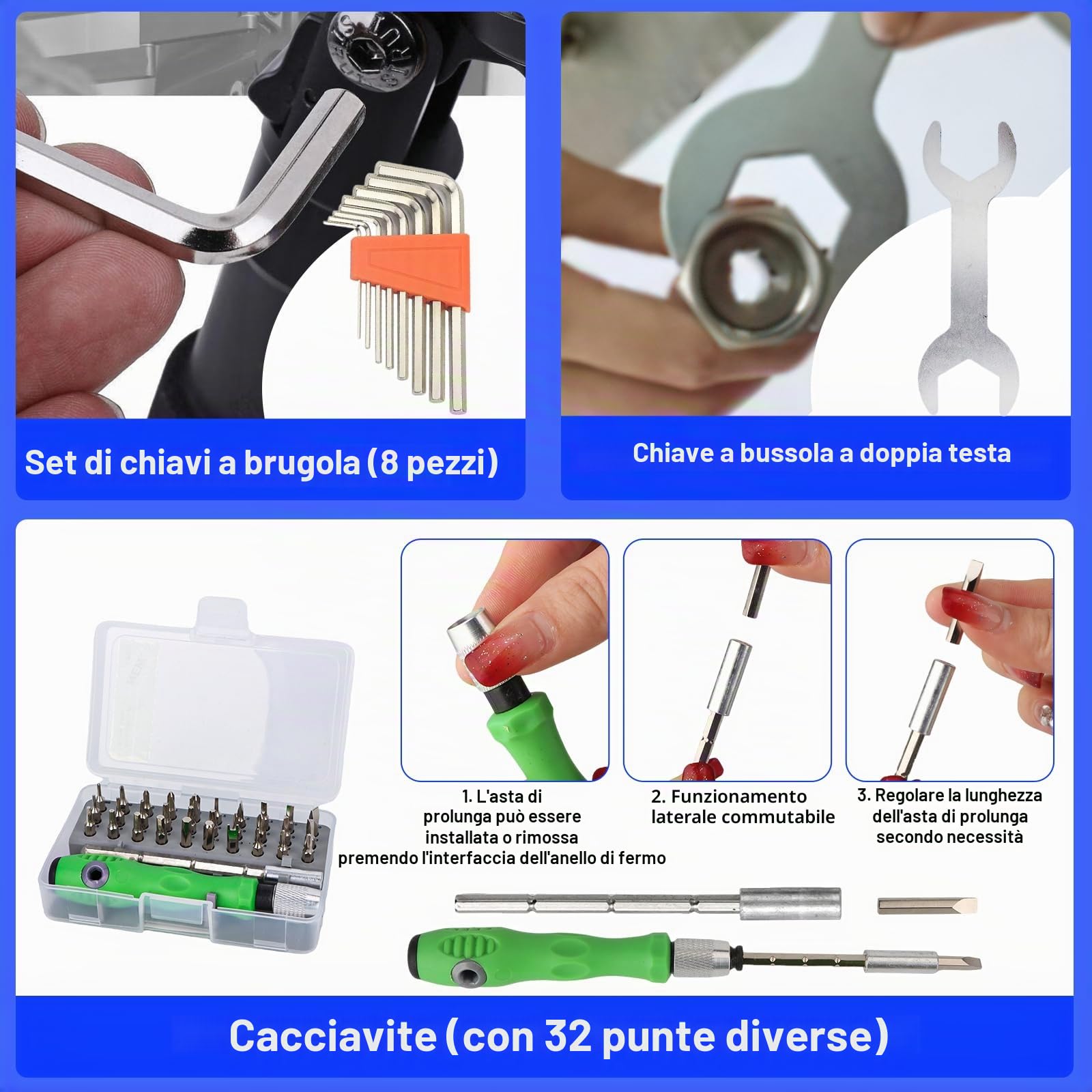 Kit di strumenti e accessori per stampante 3D, 135 pezzi, set di strumenti per stampa 3D con cassetta degli attrezzi, accessorio per stampante 3D, incluso kit di pulizia degli ugelli, lucidatrice