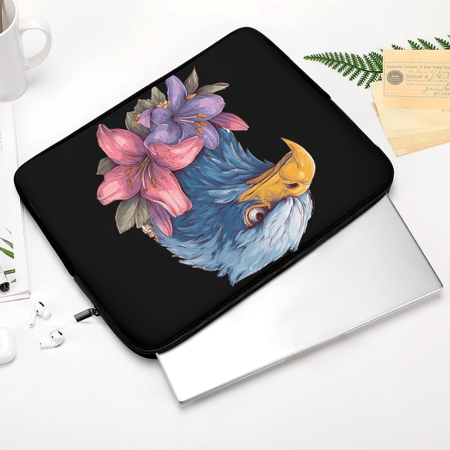 Angry Eagle1 Lily Flower Laptop Case Sleeve Computer Tablet Bag image 4