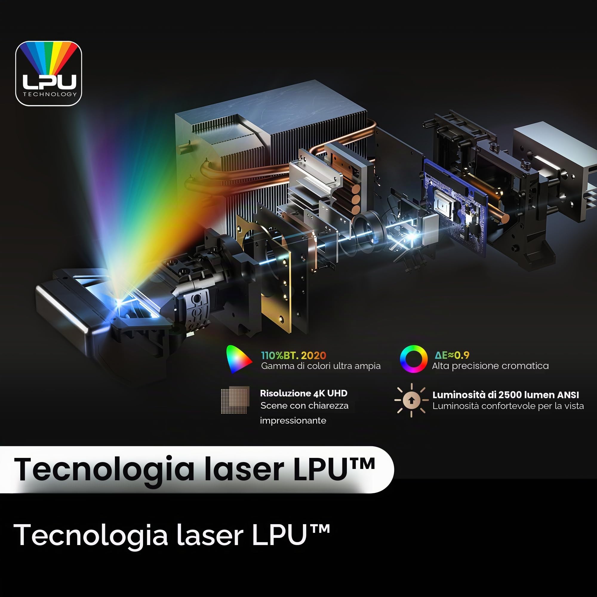 Hisense Laser Cinema PT1, dimensione di proiezione 80''-150", LPU Tech,4K, IMAX Enhanced, Dolby Vision · Atmos,HDR10+,2500 lumen, Ultra Short Throw, 3D, 240Hz Frequenza di ripetizione, VIDAA, senza